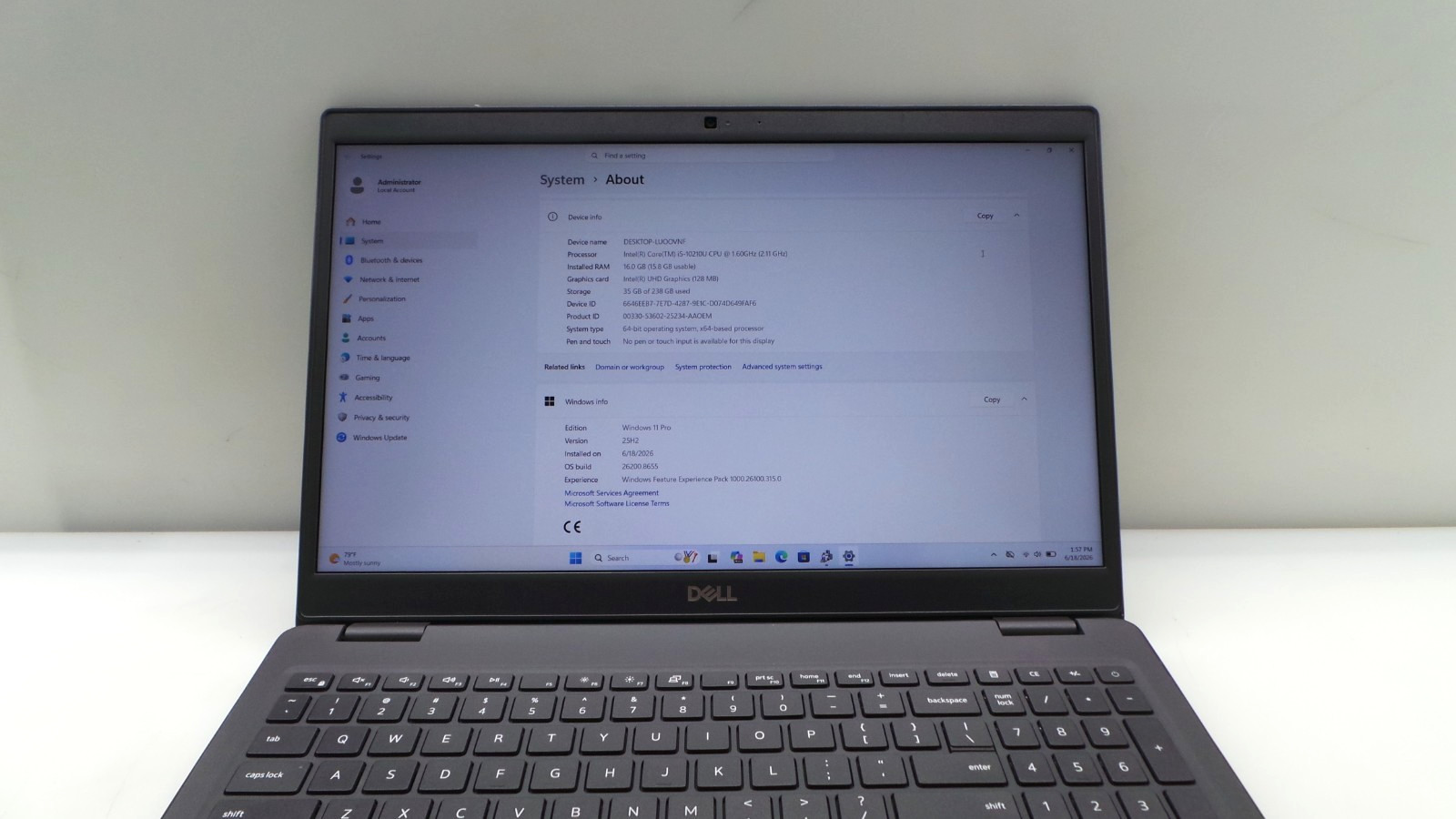 Dell Latitude 3510 15.6″ | i5-10210U 1.60GHz | 16GB RAM 256GB NVMe | WIN 11 PRO