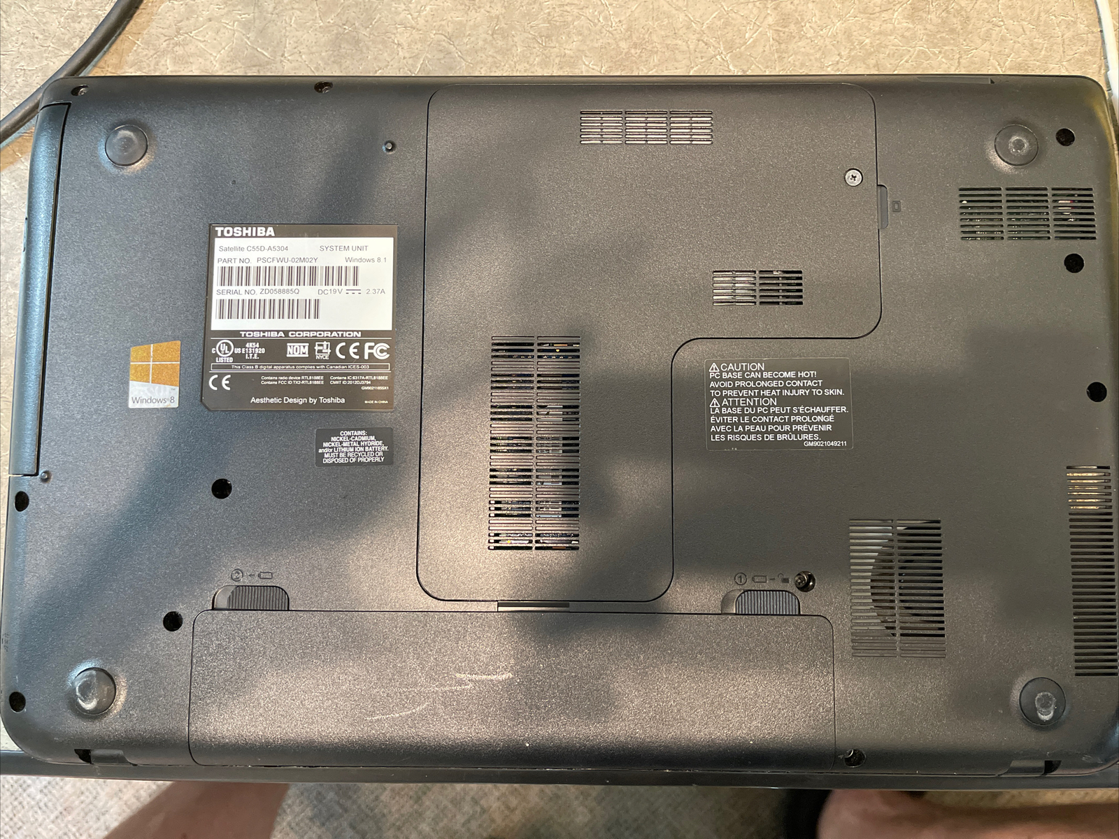 Toshiba Satellite C55D-A5304 15.6″ Laptop AMD E1-2100 4GB 500GB Win-10 DVD Cam
