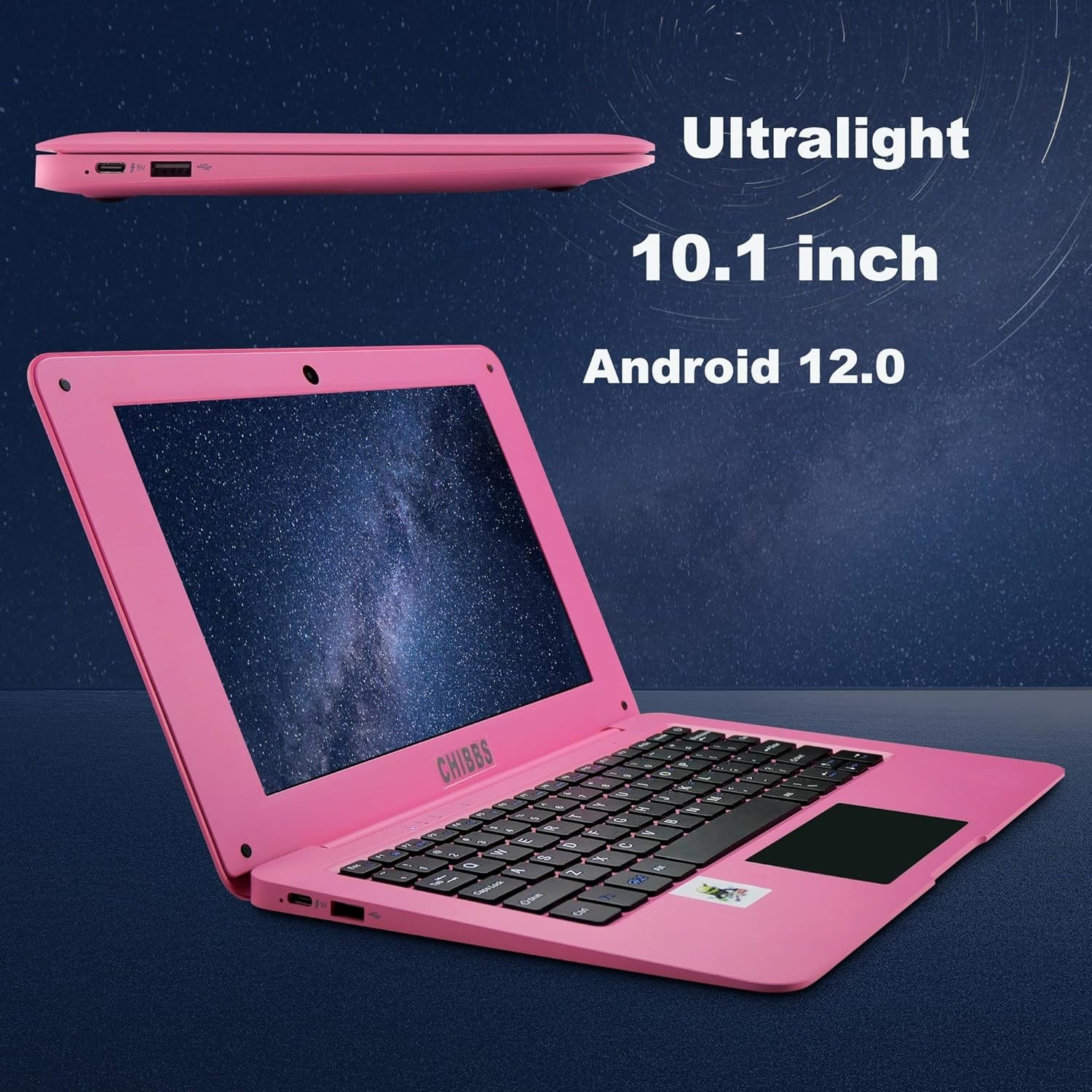 10.1” Laptop Computer Quad Core Android 12.0 Mini Netbook 2G RAM Kids Pink NEW