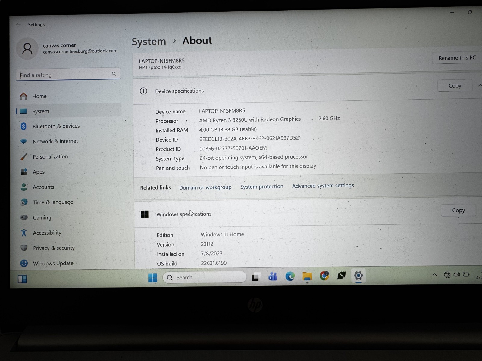 HP 14-fq0xxx 14″ Full HD AMD Ryzen 3 3250U 4GB RAM 128GB SSD Win 10