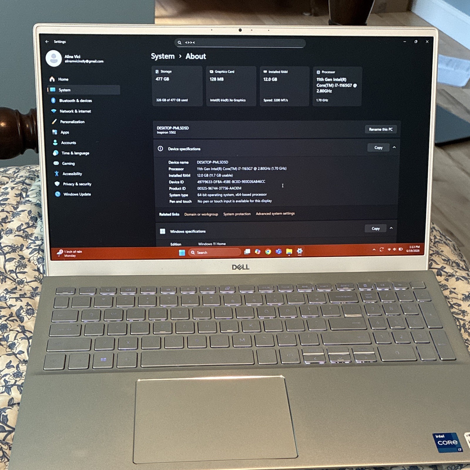 Dell Inspiron 3520 15.6″ i7-1165G7 12GB RAM 477GB SSD Win11 Silver