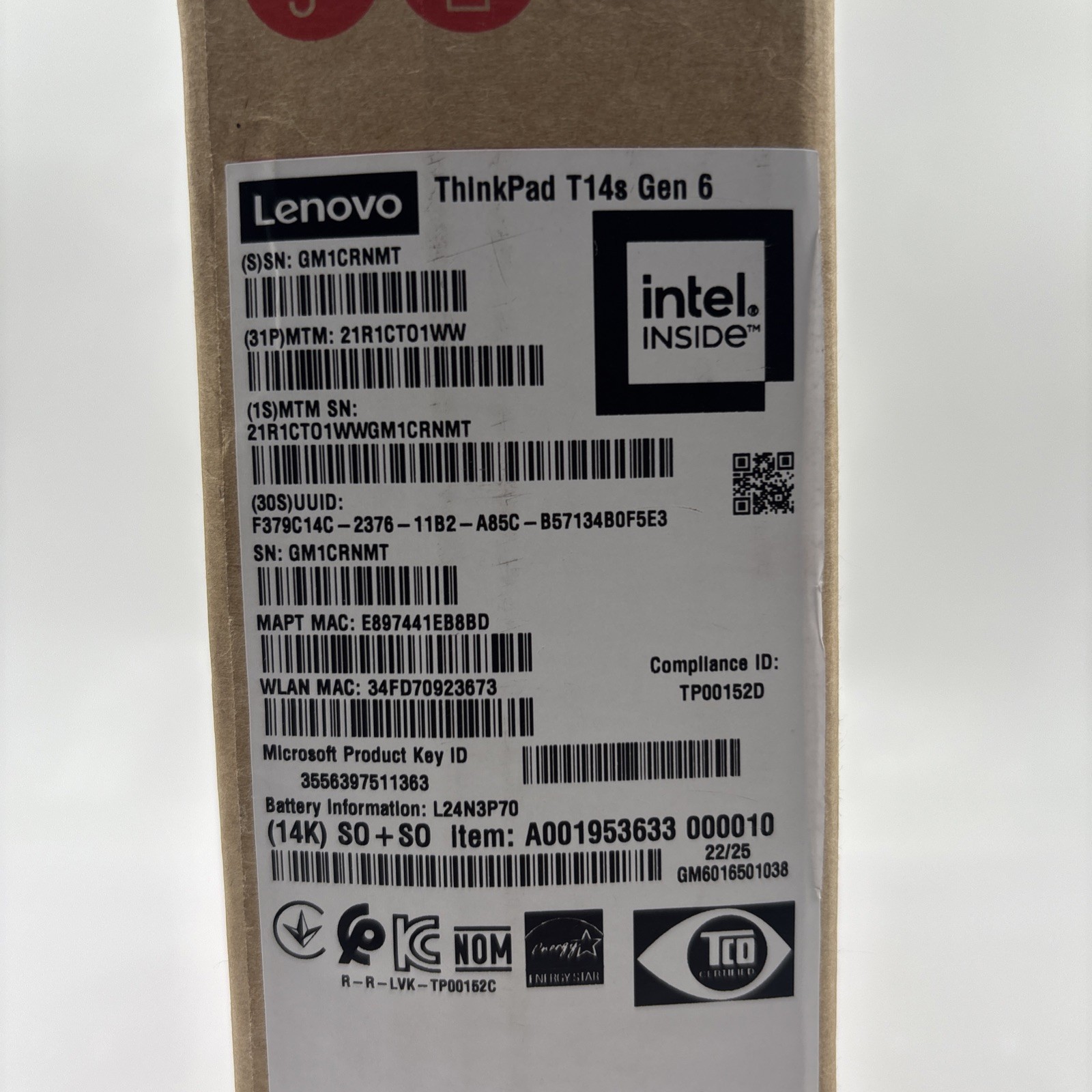 Lenovo ThinkPad T14s Gen 6 14″ WUXGA Core U5-225U 16GB RAM 512GB SSD Black – New