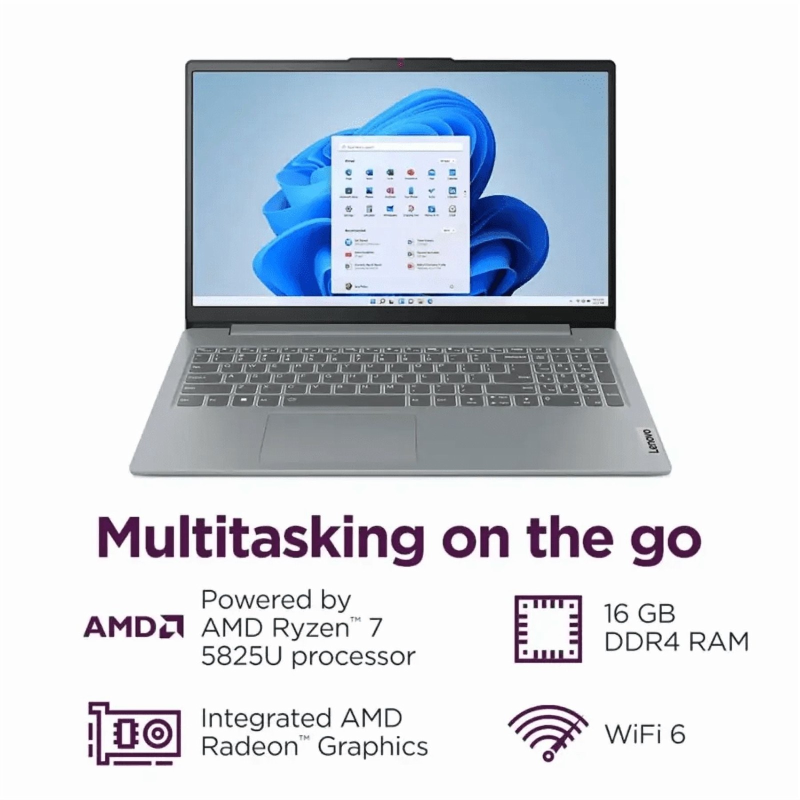 Lenovo IdeaPad Slim 3 Laptop, 15.6″ Full HD Touchscreen, AMD Ryzen 7 5825U, 16GB