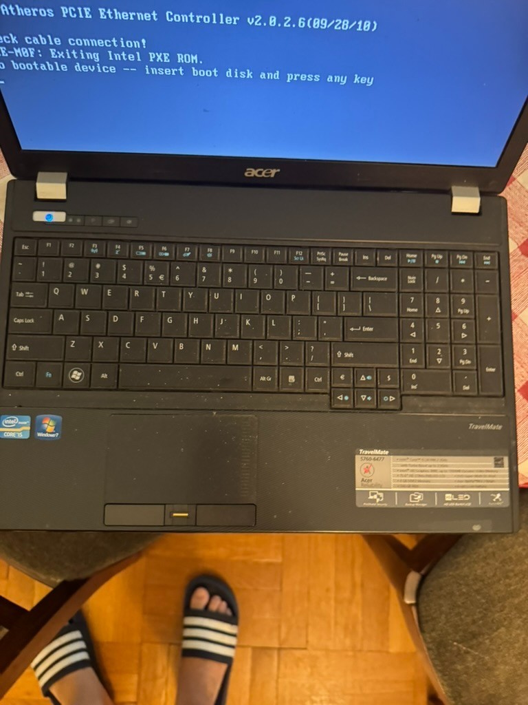 Acer TravelMate 5760 i5-2410M 4GB RAM – No HDD – Boots to BIOS – Parts/Repair