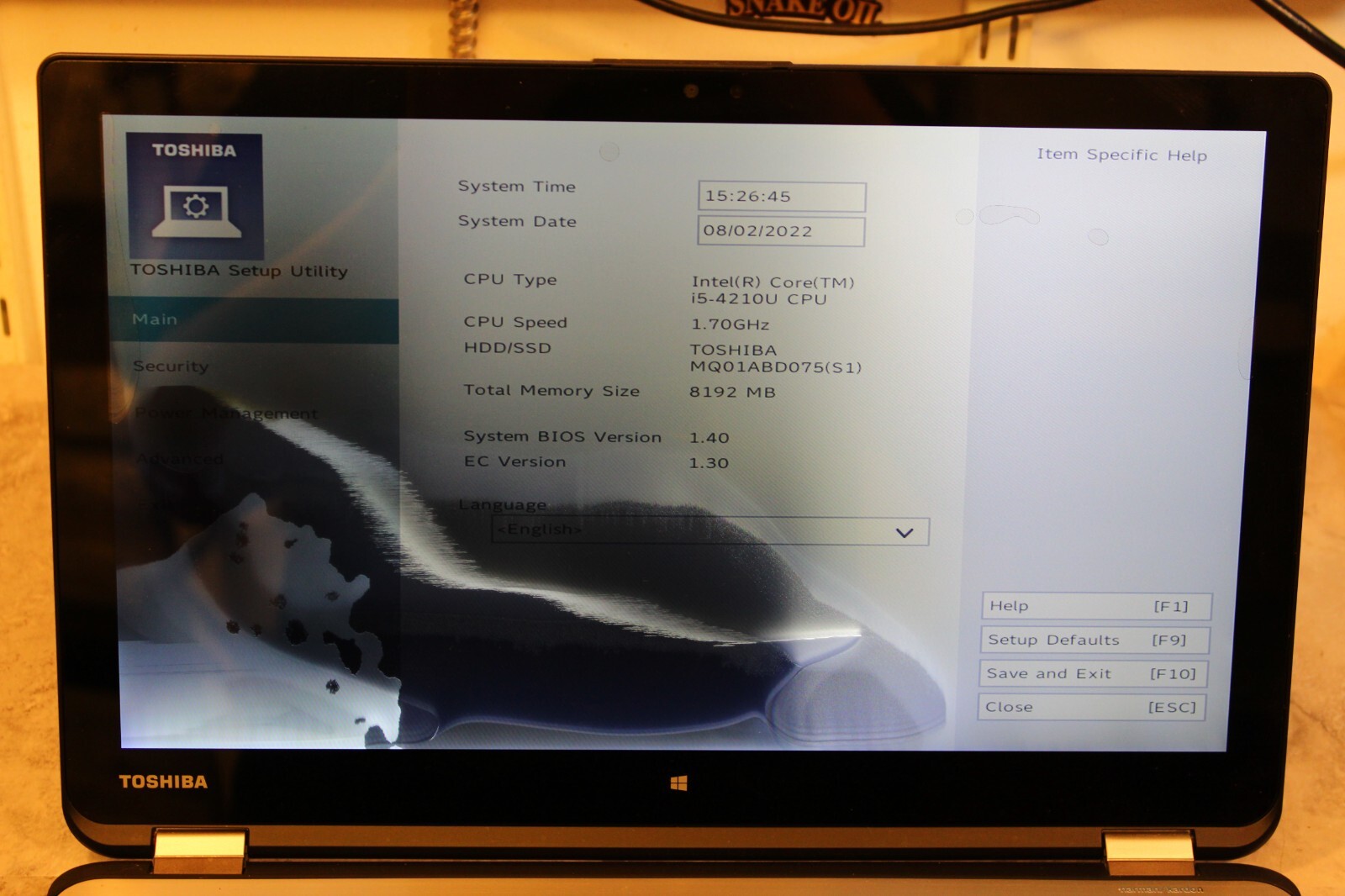 Toshiba Satellite Radius P55W-B5220 Laptop Booted 750GB HD Wiped Screen Probs i5