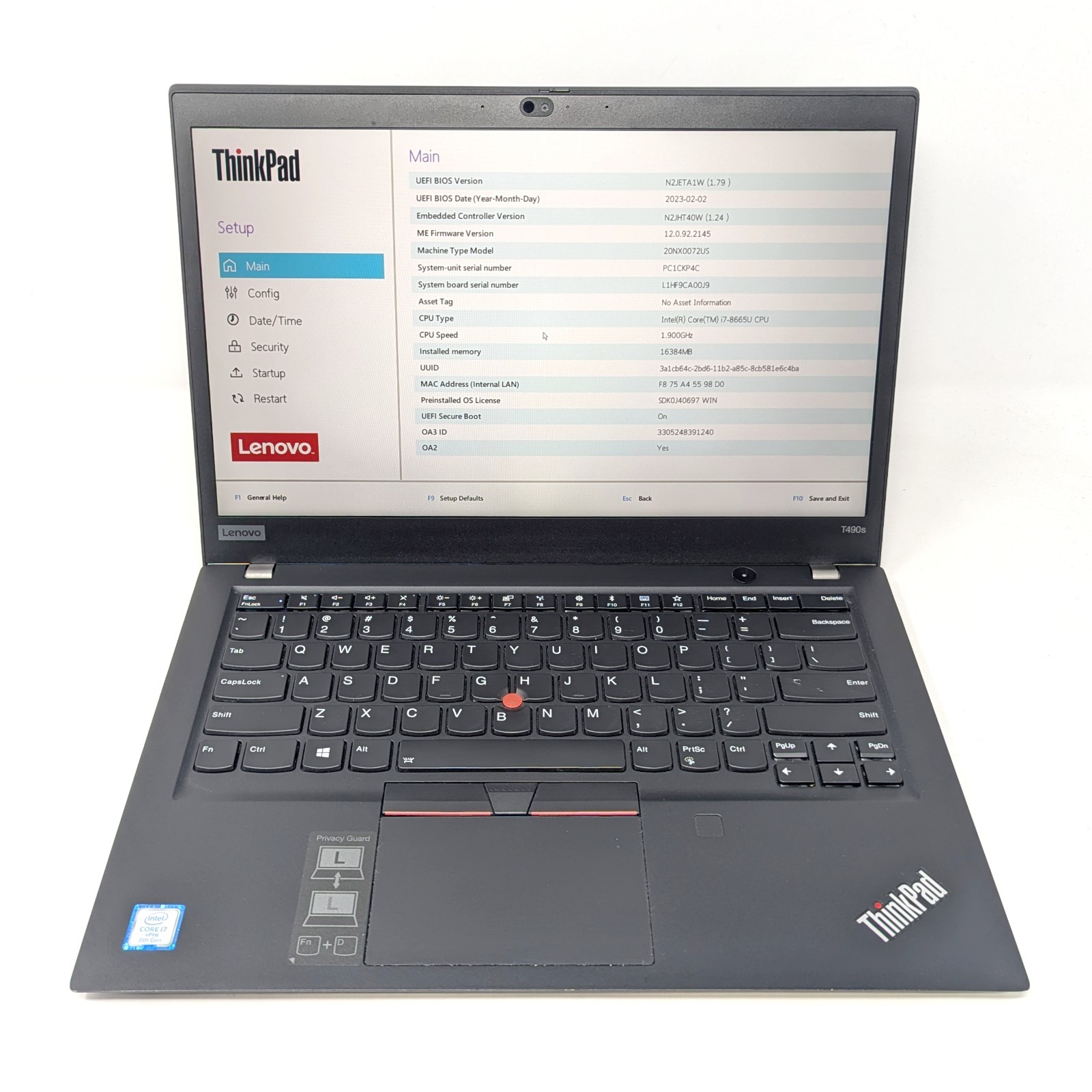 Lenovo ThinkPad T490s – 14″ Intel Core i7-8665U 1.9GHz 16GB RAM No OS/AC/SSD