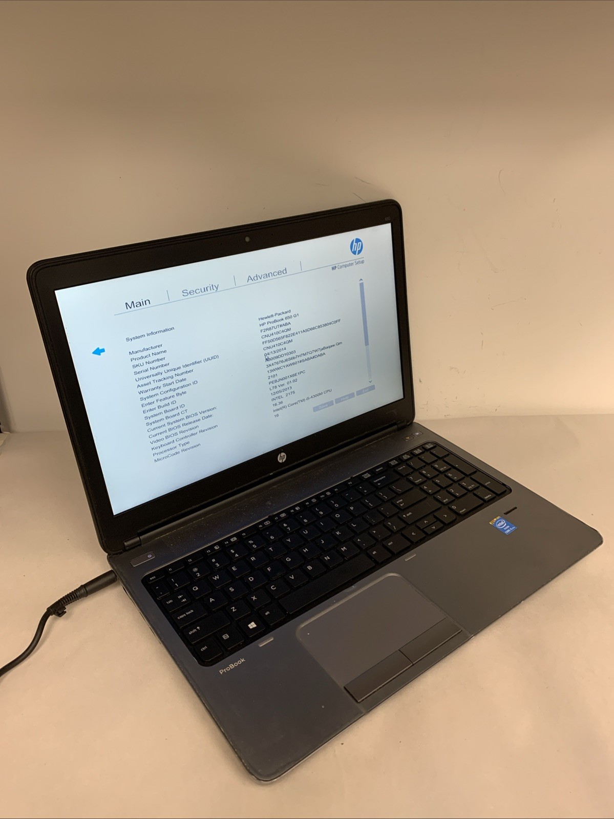 HP ProBook 650 G1 i5-4300M 8GB RAM NO HDD | Boot To Bios | BAD BATTERY