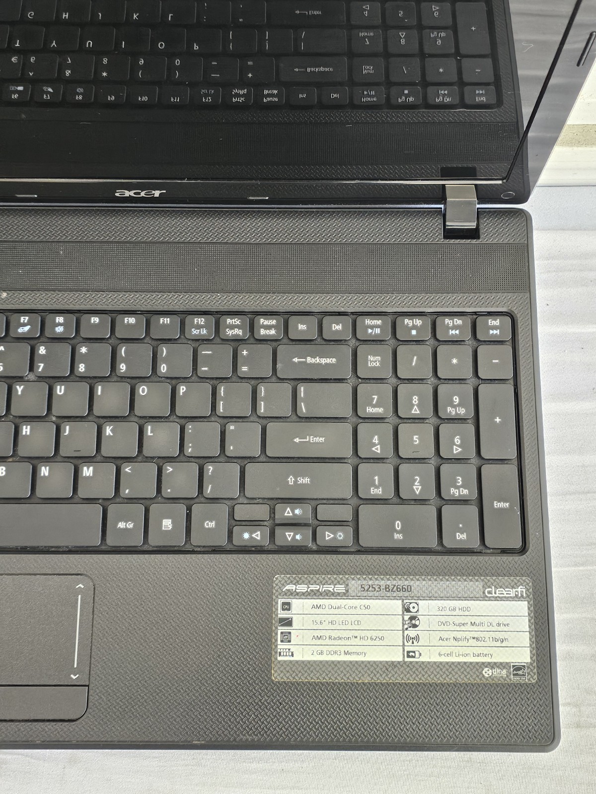 Acer Aspire 5253 Laptop – AMD C-50 – 8GB RAM – NO HDD/OS – Parts/Repair – READ