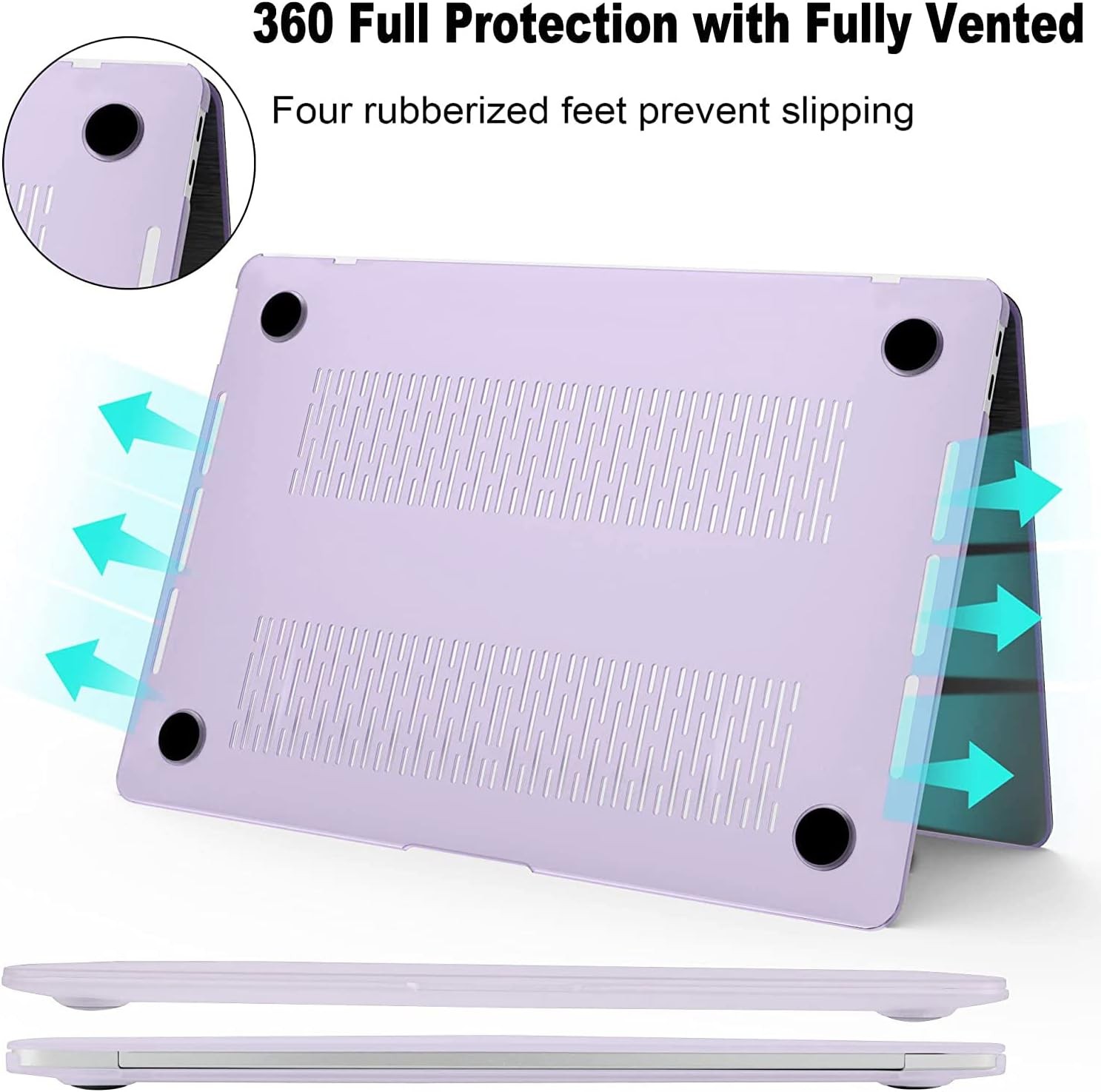 Compatible with MacBook Air 13 inch Case M1, Plastic Laptop Hard Shell, Lavender
