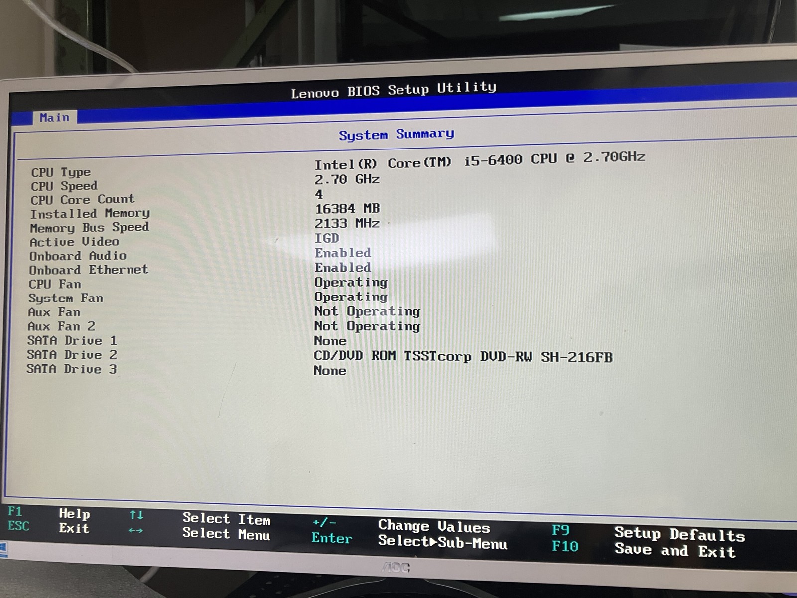 Lenovo 10GR0023US Core i5-6400 2.7GHz 16GB RAM NO HDD NO OS Good