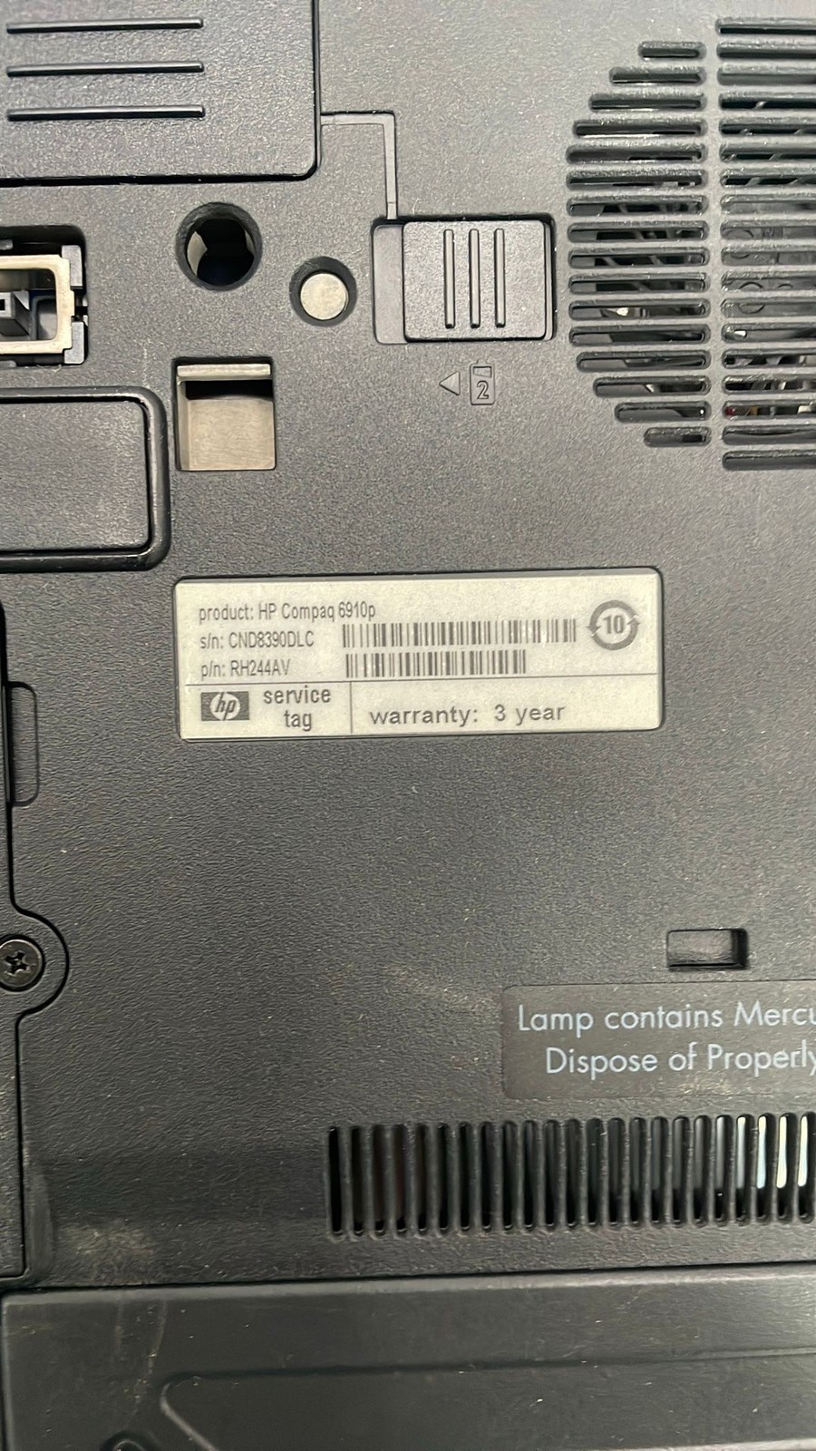 HP Compaq 6910p Intel Centrino SN CND8390DLC 14″ Laptop