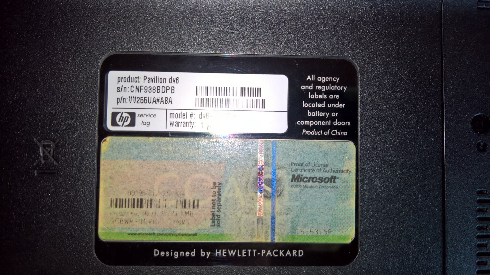 HP Pavilion dv6 Notebook Laptop PC, Windows 7, 4 GB RAM, 64-bit, Runs