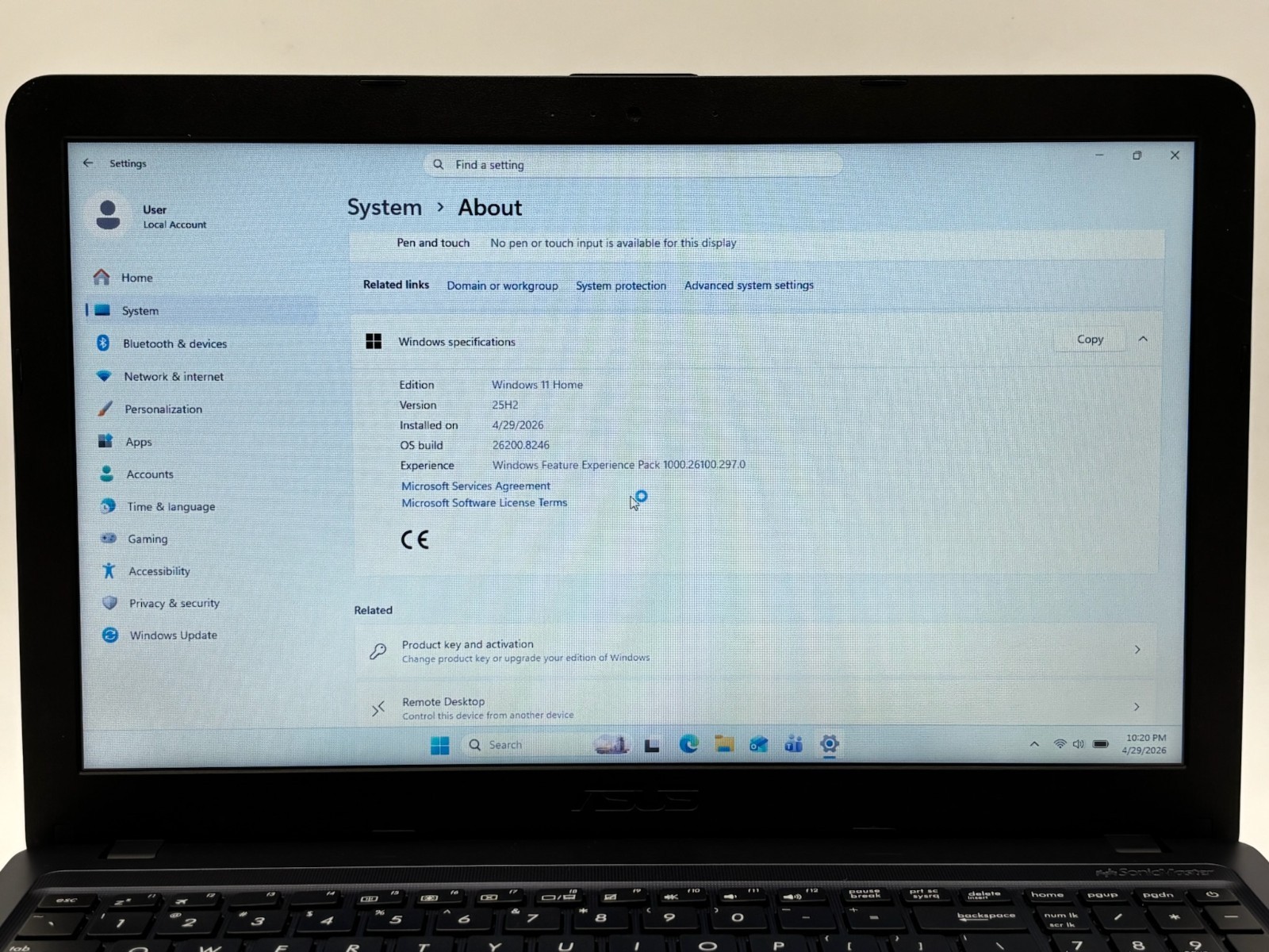 Asus VivoBook X540MAR_R543MA 15.6″ 1 TB HDD 4 GB RAM Celeron N4020 Win 11 Home