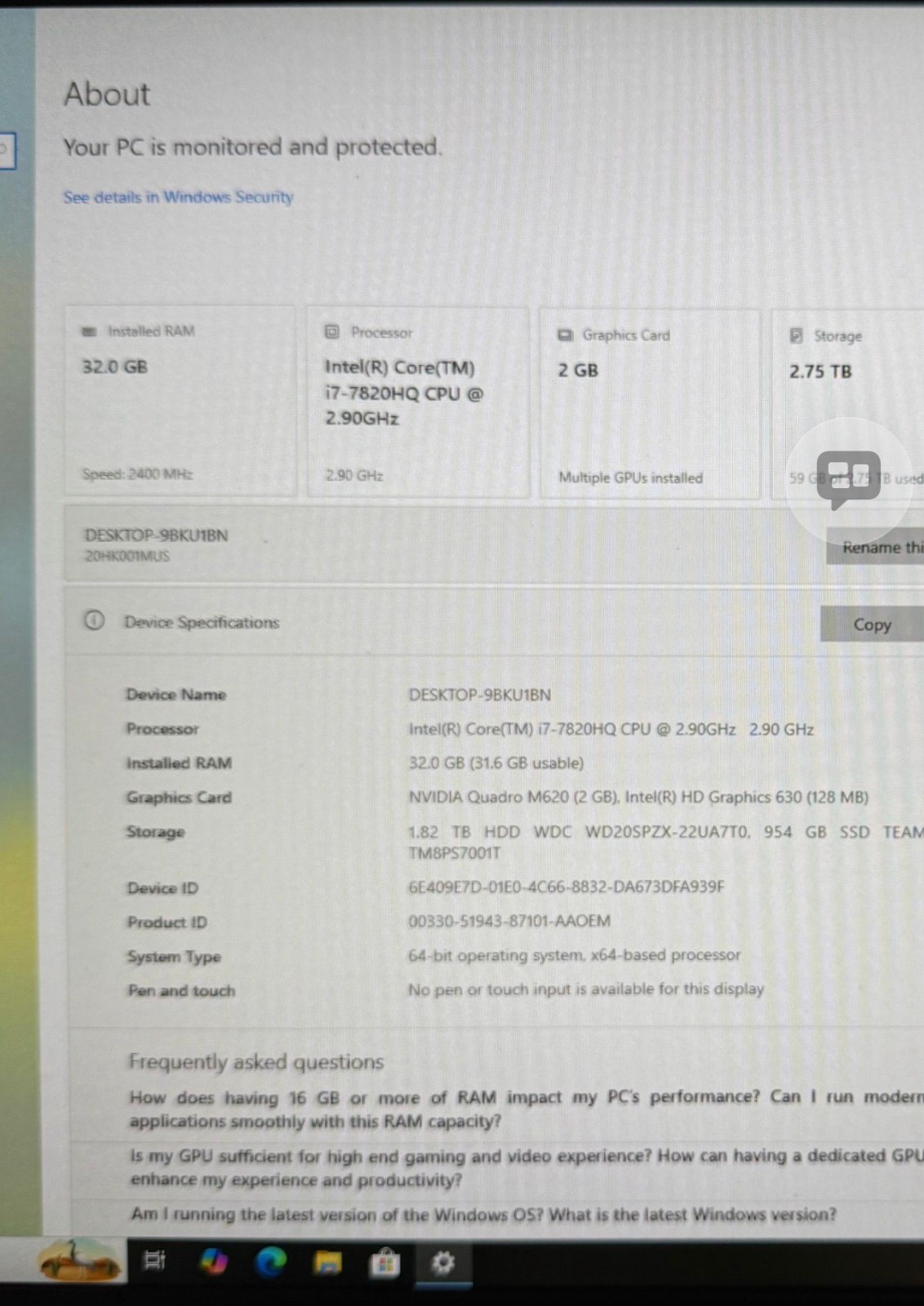 Lenovo ThinkPad P71 17.3″ Workstation | i7-7820HQ | 32GB RAM | 954GB SSD + 1.82T