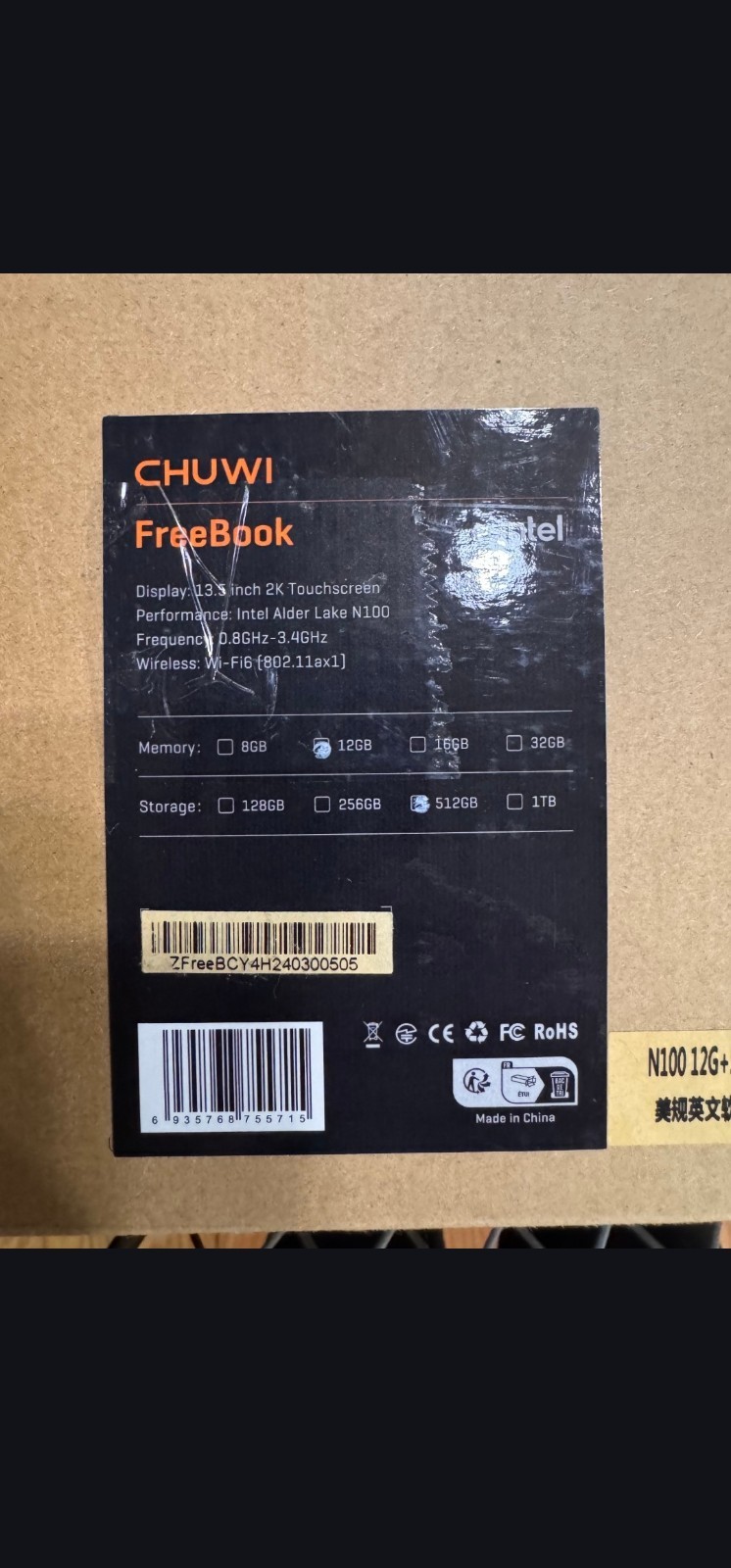 CHUWI FreeBook 13.3″ 2K Touchscreen Laptop 12GB RAM 512GB SSD N100 Gray