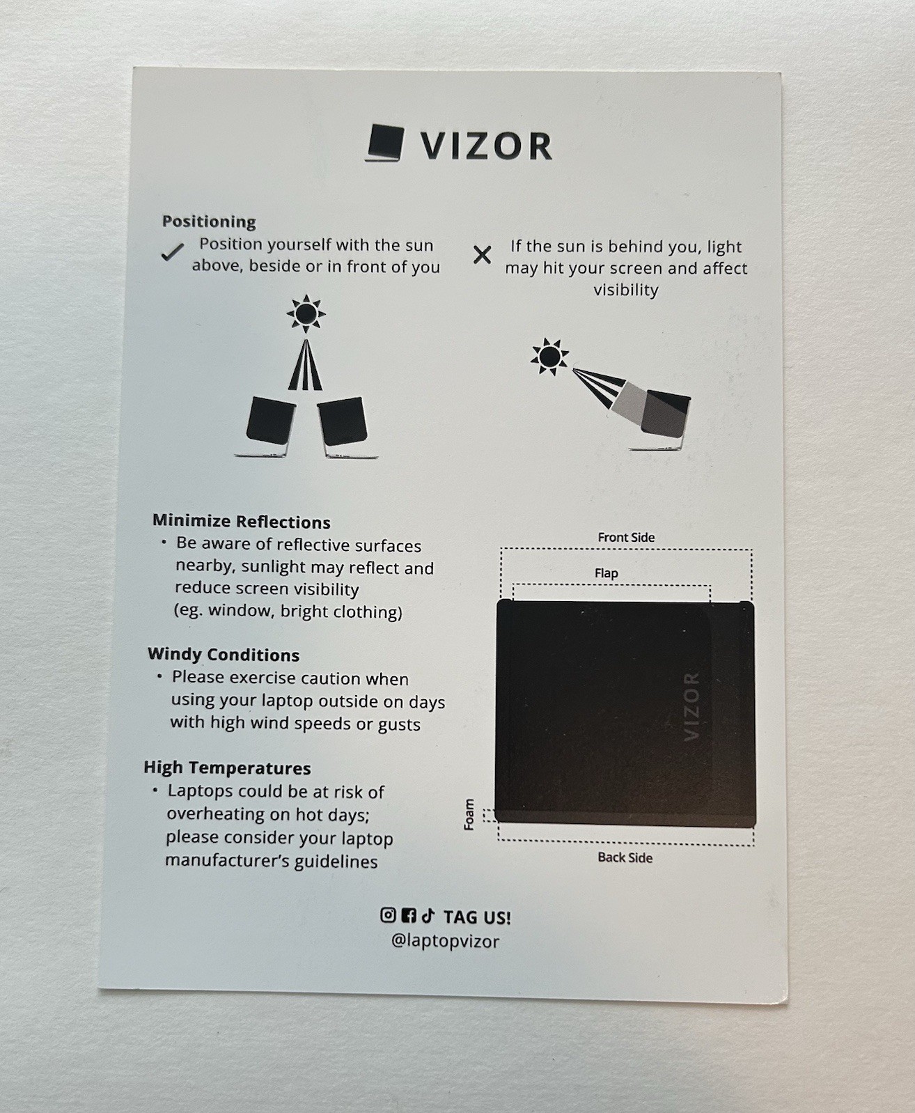 VIZOR Laptop Sun Shield – Adjustable, Portable, Universal Fit See Description