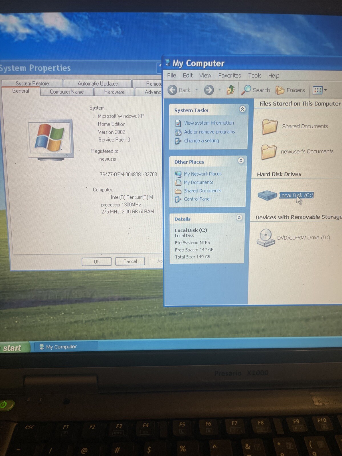 Compaq Presario X1000 Laptop Pentium M 1.4 GHz 2GB 160GB XP Sp3
