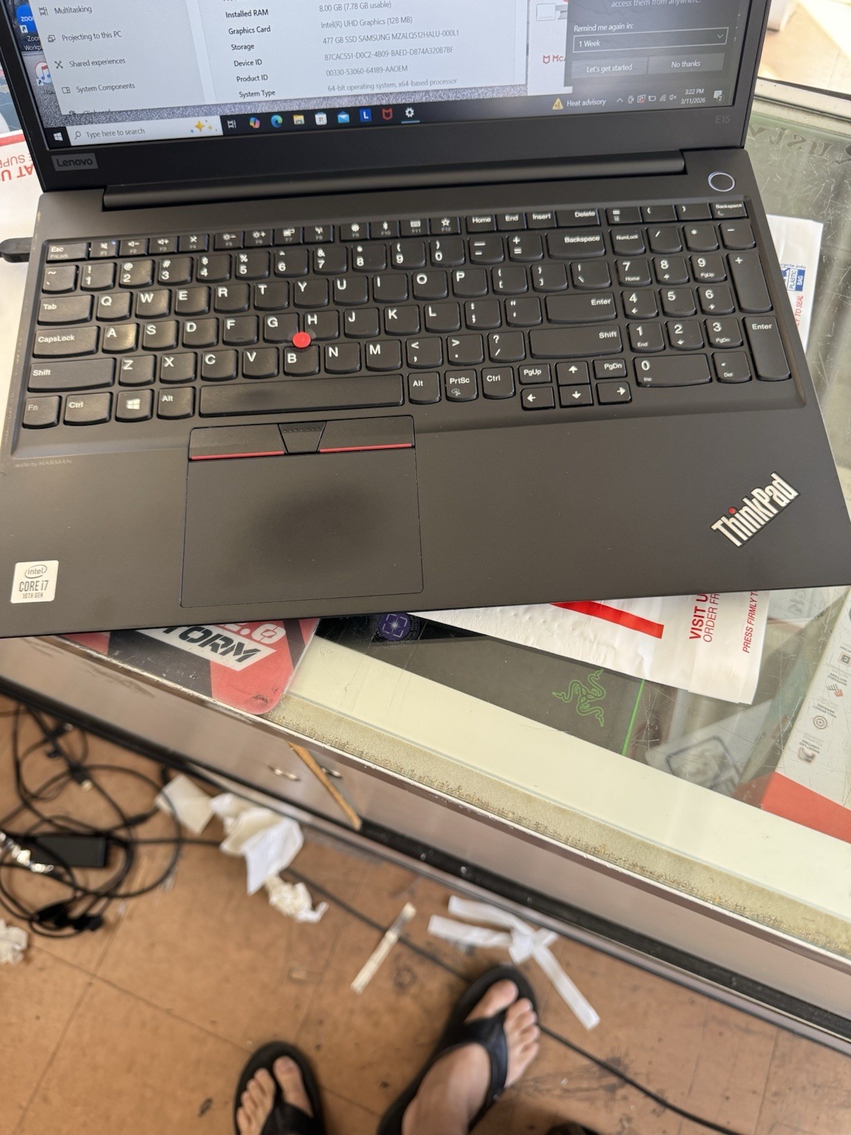 Lenovo ThinkPad E15 Gen 1 i7 10th Gen 8GB 512GB SSD 15.6″ FHD Win10 Pro