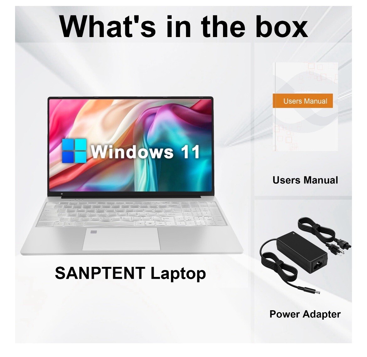 SANPTENT 15.6 inch 1080p FHD Laptop Computer 16GB RAM 512GB SSD with 4 Core
