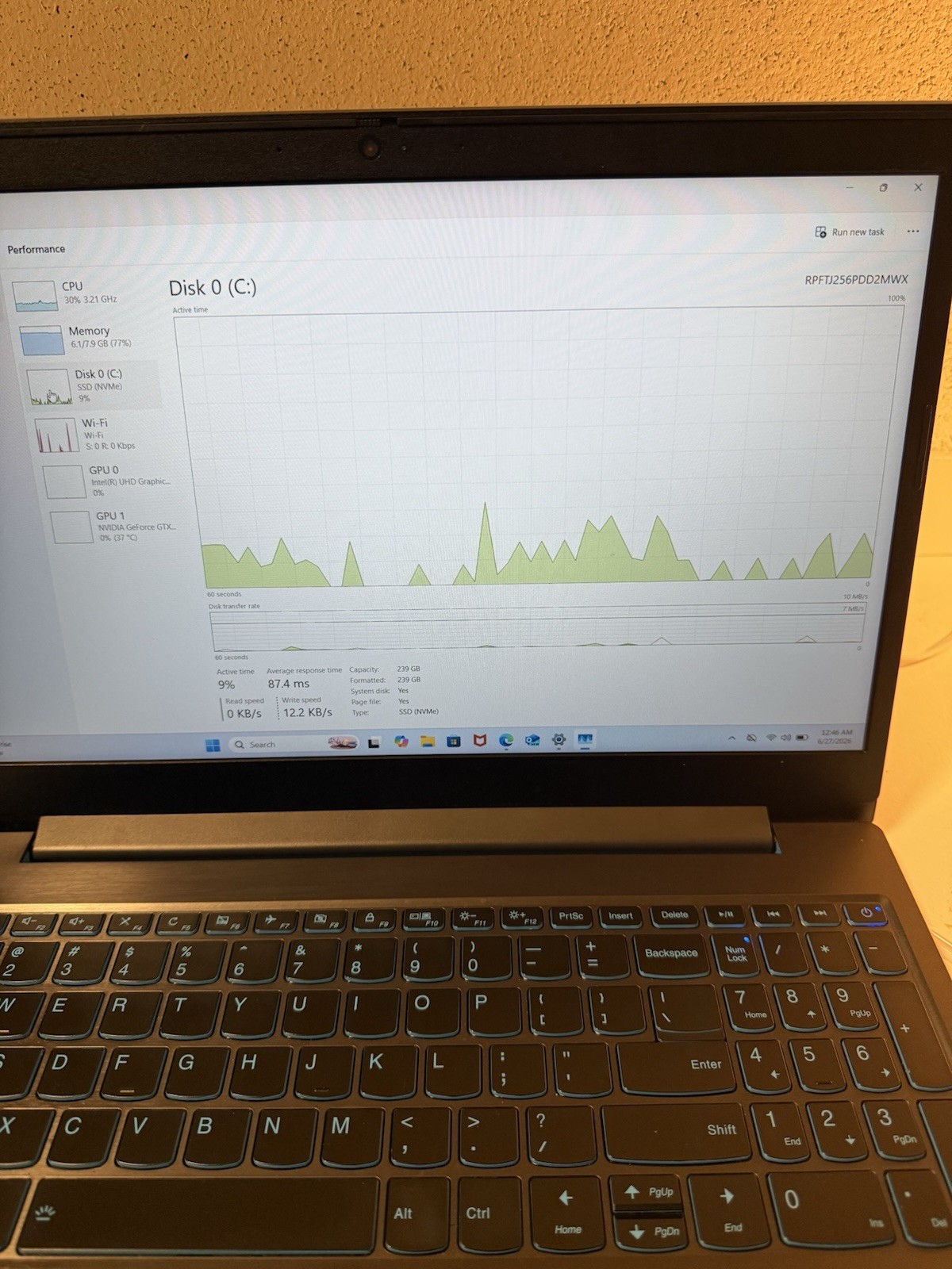 Lenovo IdeaPad L340 Gaming 15.6in i7-9750H 8GB 238GB SSD GTX 1650 Win 11
