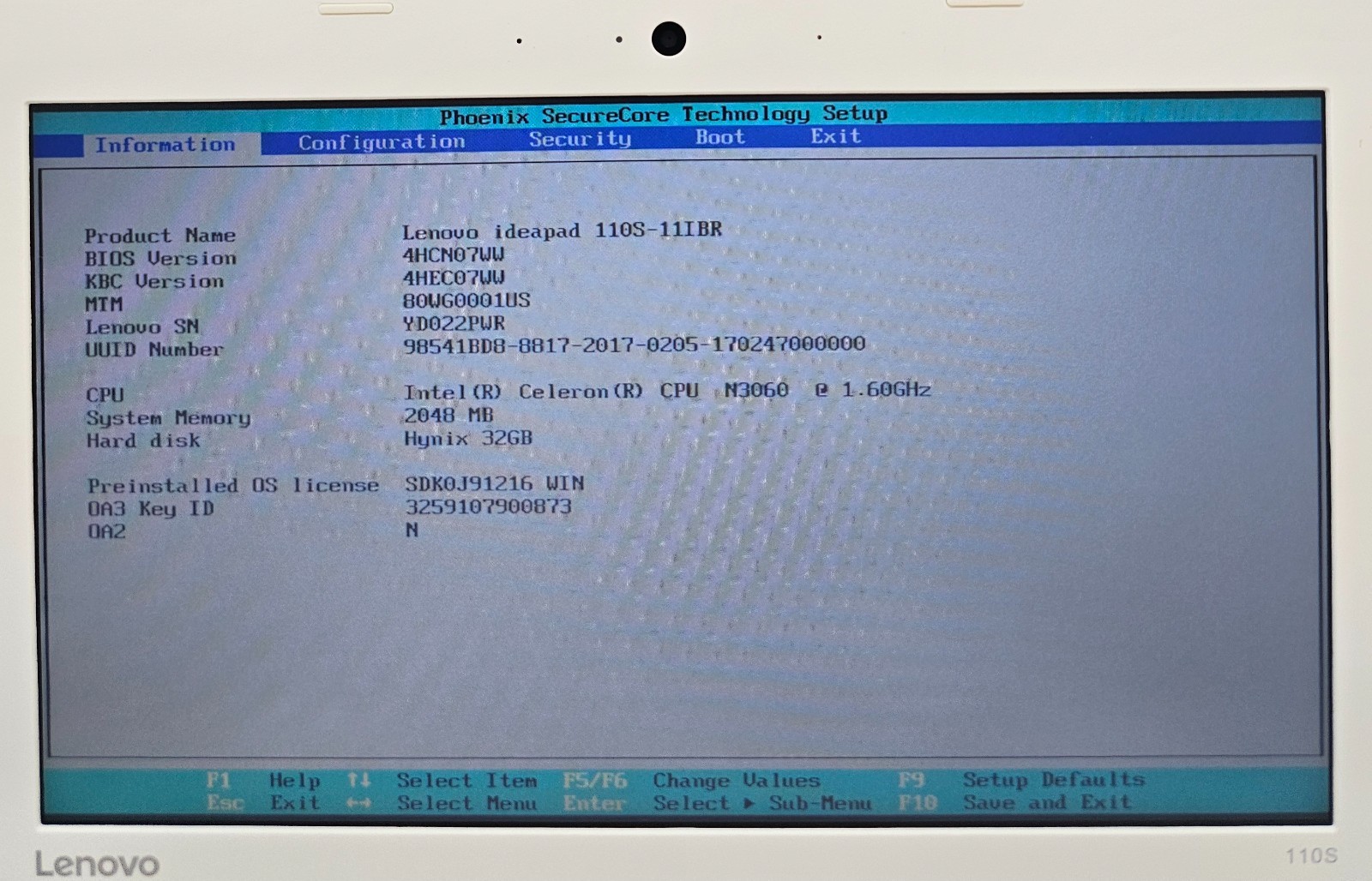 Lenovo IdeaPad 110S-11IBR Laptop Intel Celeron N3060 2GB Ram 32GB NO OS (FL)