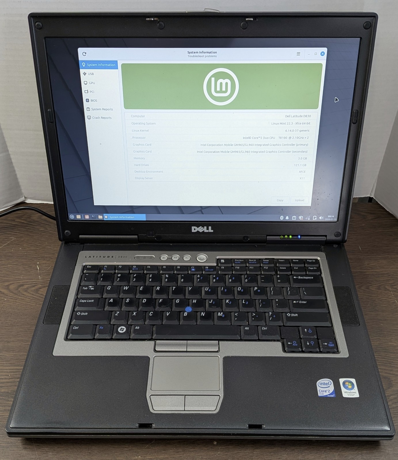 Dell Latitude D830 15.4″ Laptop Core 2 Duo 2.1GHz 3GB RAM 120GB HDD Bluetooth