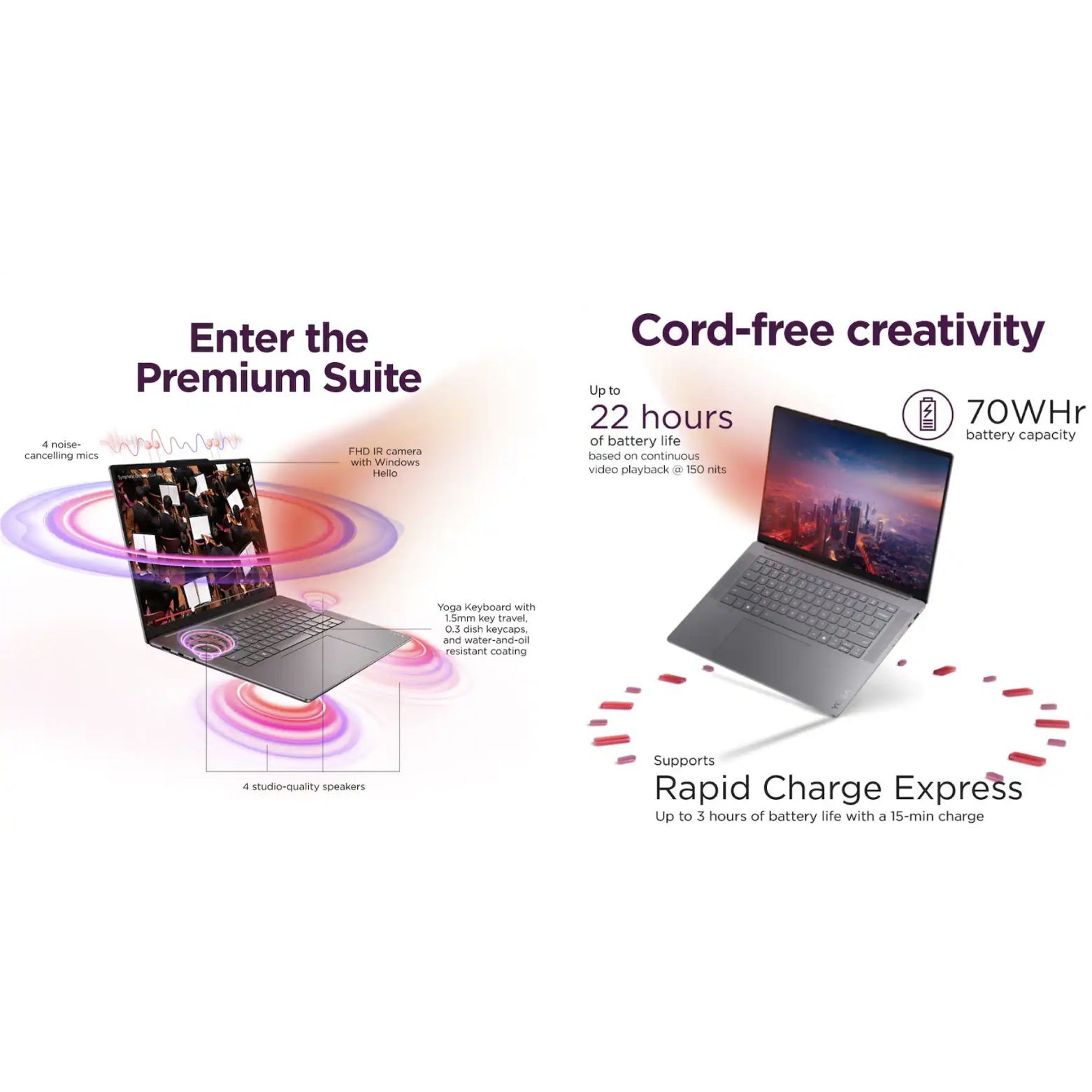 Lenovo 15.3″ 2.8K Touch Intel Ultra 7-258V 2.2GHz 32GB 1TB SSD W11H Laptop, Grey
