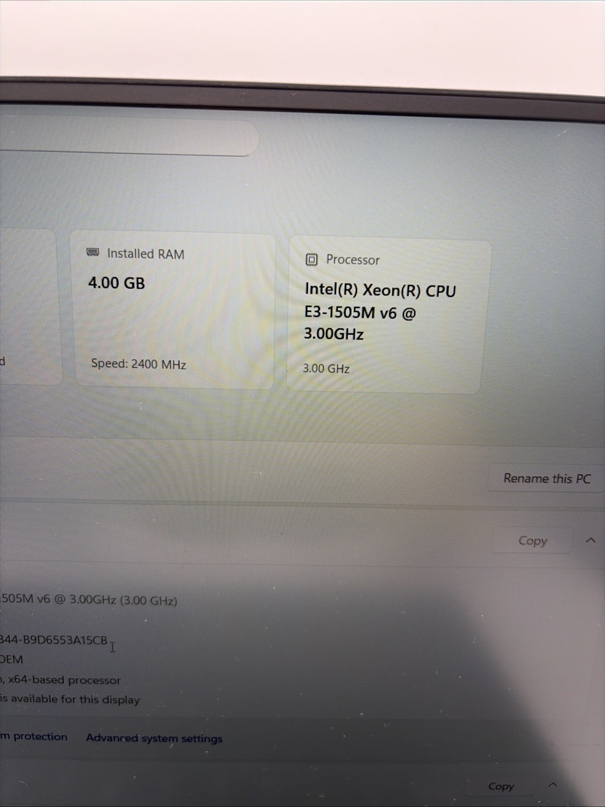 Dell Precision 5520 Xeon E3-1505M v6 4GB RAM 128GB SSD PARTS (L75)