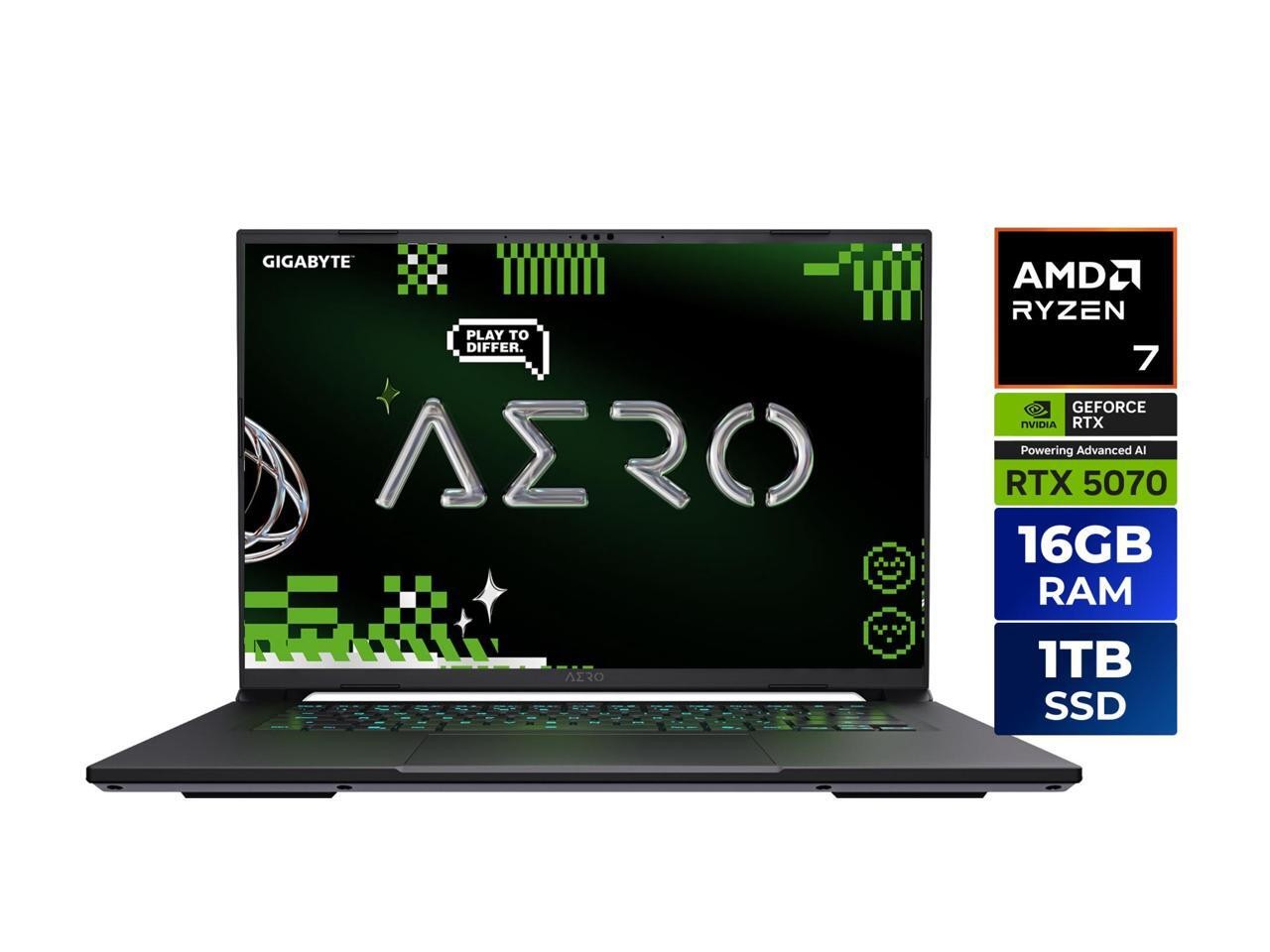 Gigabyte Aero X16 16″ WQXGA AMD Ryzen Al 7 350 16GB 1TB SSD RTX 5070 W11H Laptop