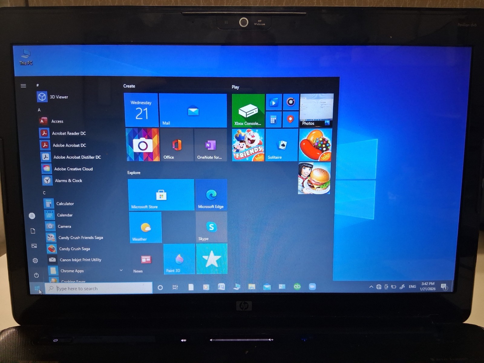 HP Pavilion dv6 Notebook PC Windows 10 PRO 4GB RAM 300 GB Hard Drive