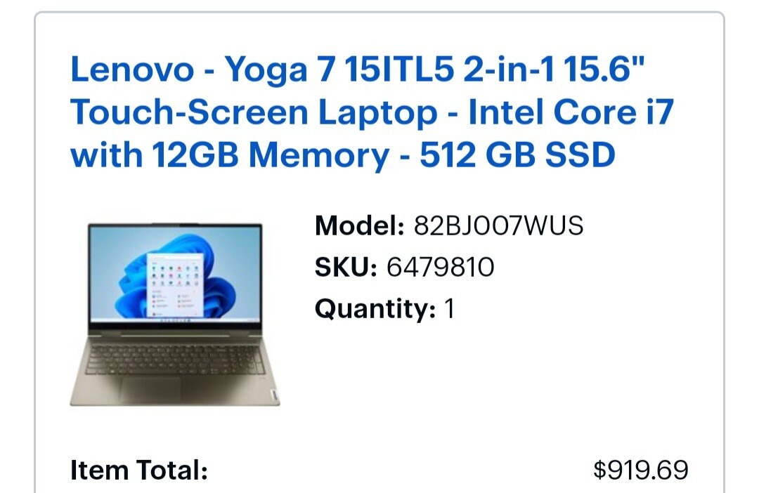 lenovo Yoga i7 15ITL5 2-1 15.6″