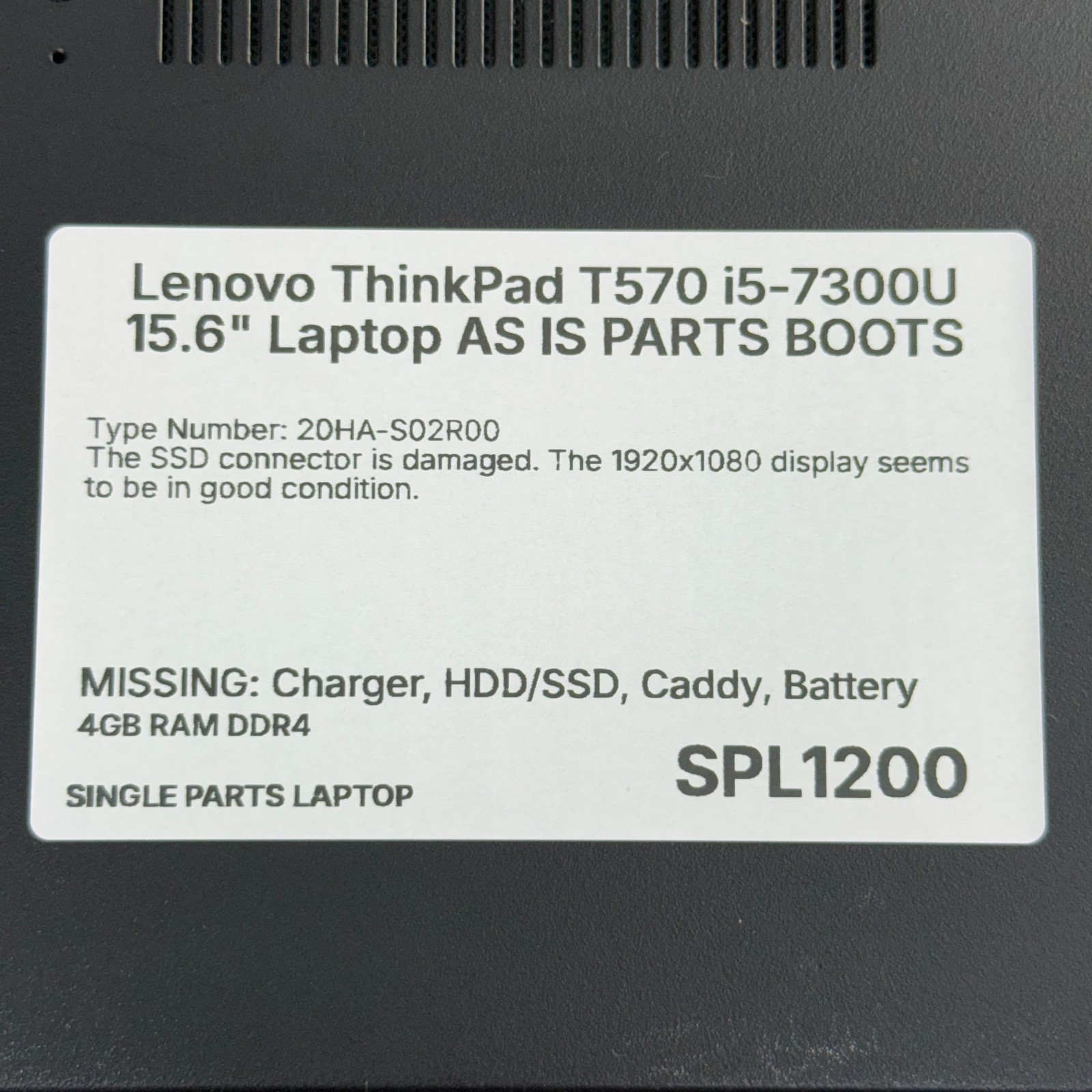 Lenovo ThinkPad T570 i5-7300U 15.6″ Laptop AS IS PARTS BOOTS for PARTS REPAIR