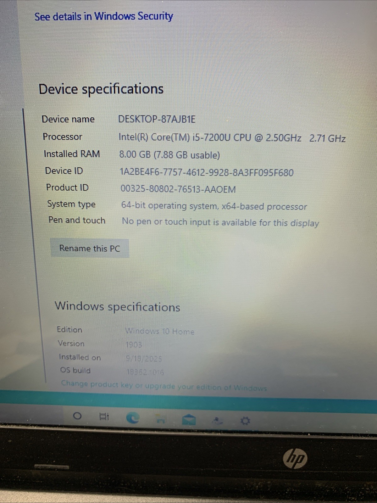 HP Notebook 17-x116dx 17.3in Intel i5-7200U 8GB RAM 1TB HDD DVD RW Win10 READ
