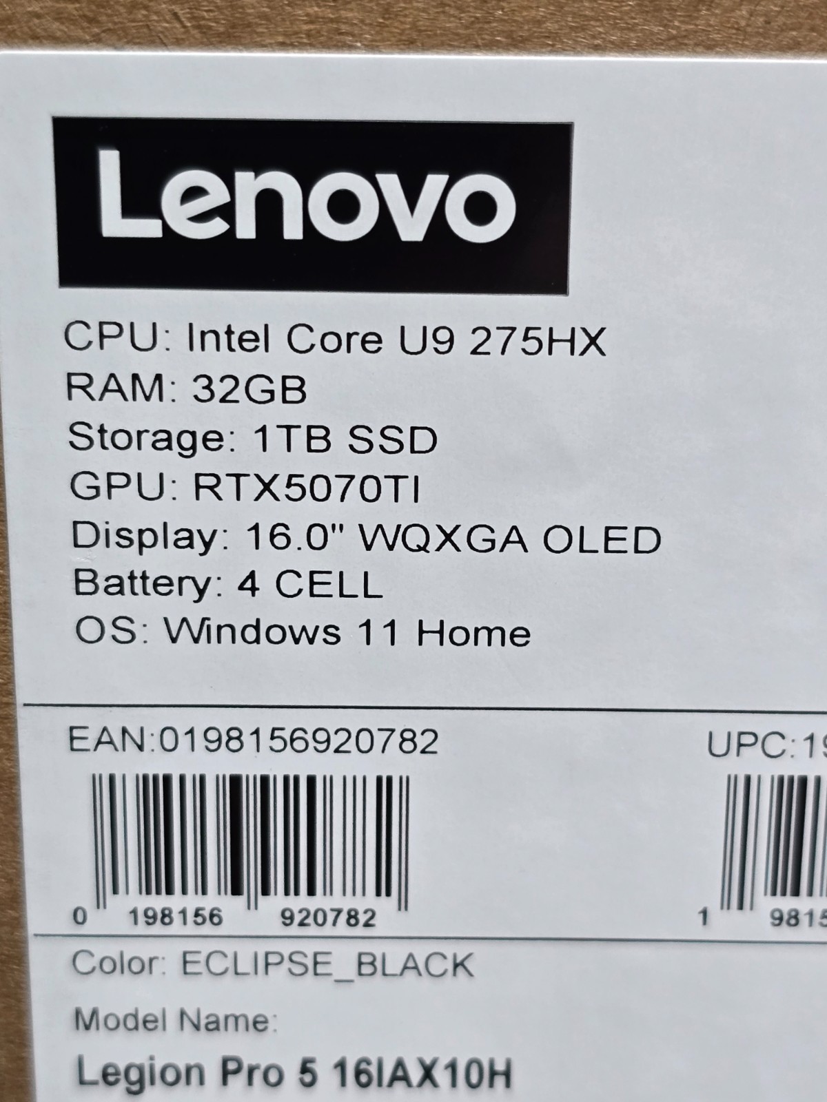 Lenovo Legion Pro 5i U9 275HX 32GB 1TB RTX 5070 Ti QHD+ OLED Gaming Laptop