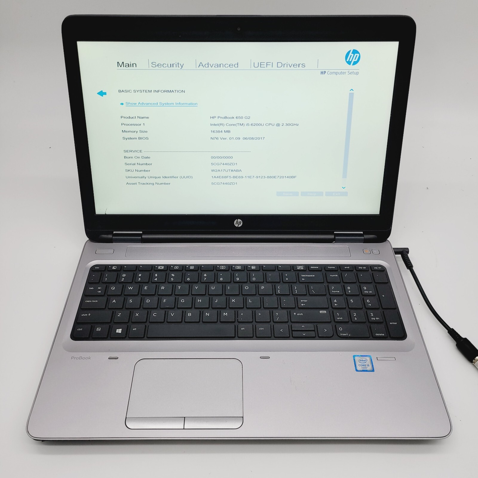 HP Probook 650 G2 Core i5-6200U 2.3GHz 16GB RAM No HDD 15.6″ ***Boot to Bios