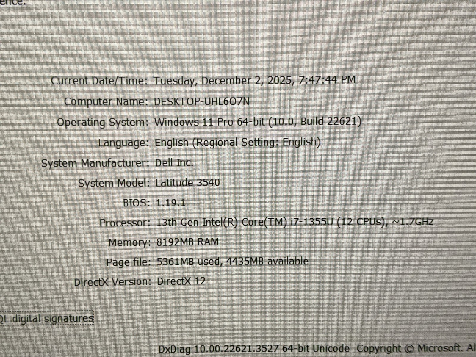 Dell Latitude 3540 15.6″ FHD i7-1355U 1.7GHz 8GB 256GB SSD WRNTY-11/2026 +PowrAd