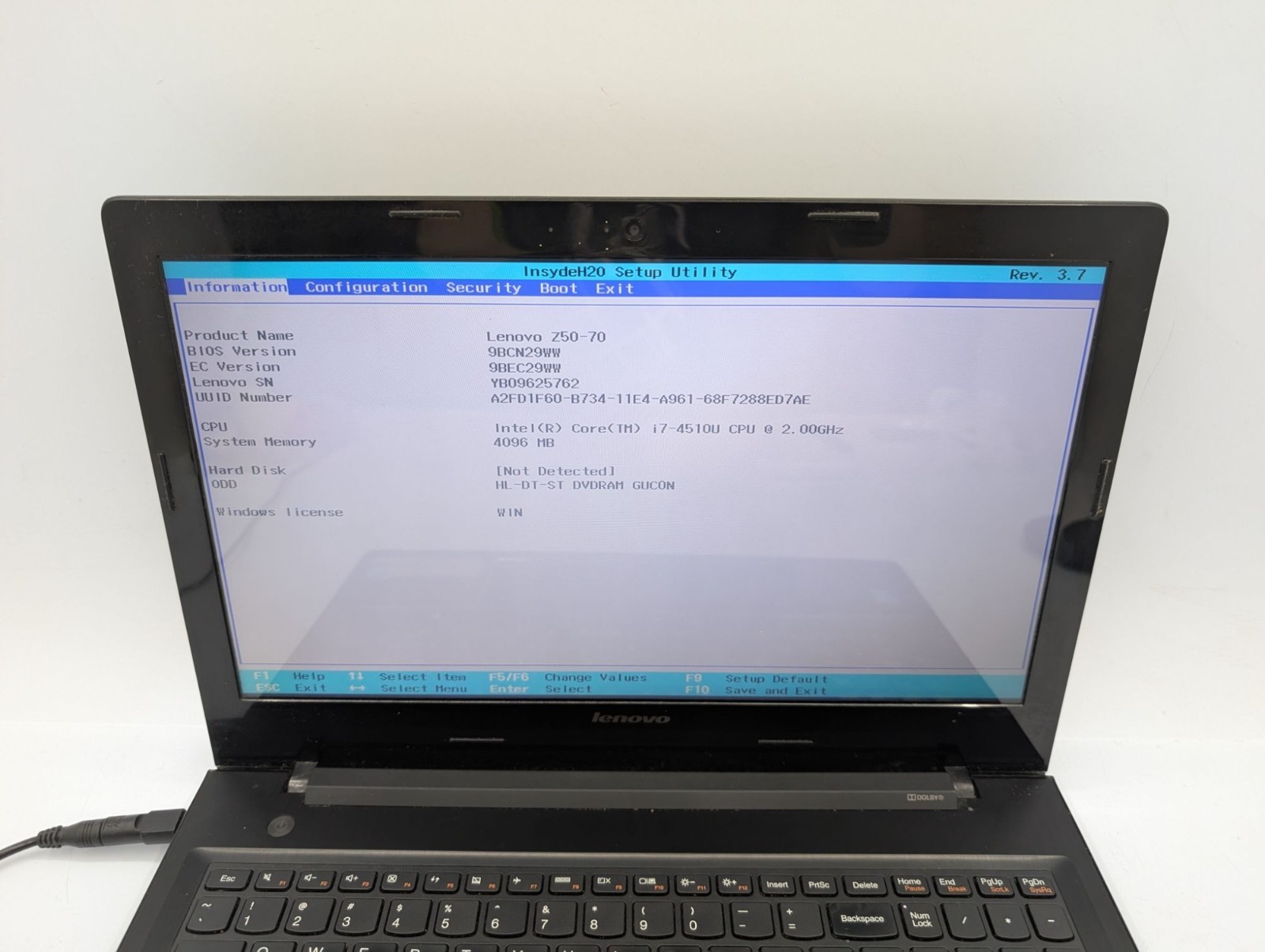 Lenovo Z50-70 15.6″ Display Intel Core i7-4510U 2.00 GHz 4GB RAM Black Laptop