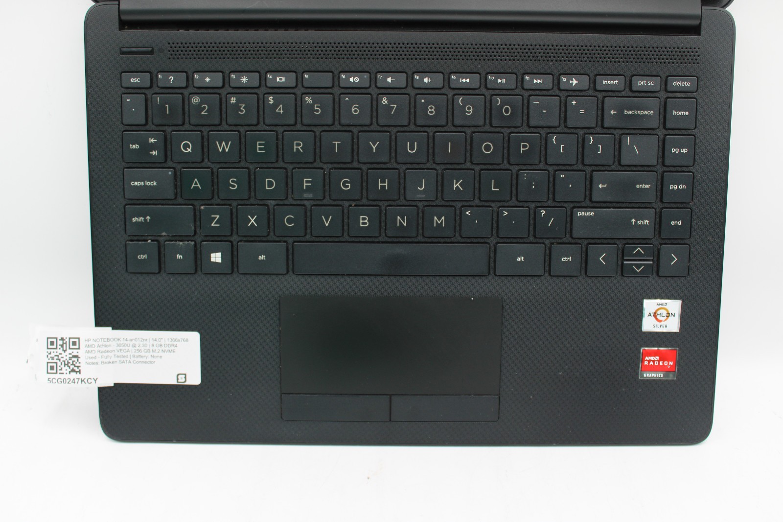 HP 14-dk1003dx Laptop AMD Athlon 3050U @ 2.3 GHz 8GB RAM 256GB SSD No OS No Batt
