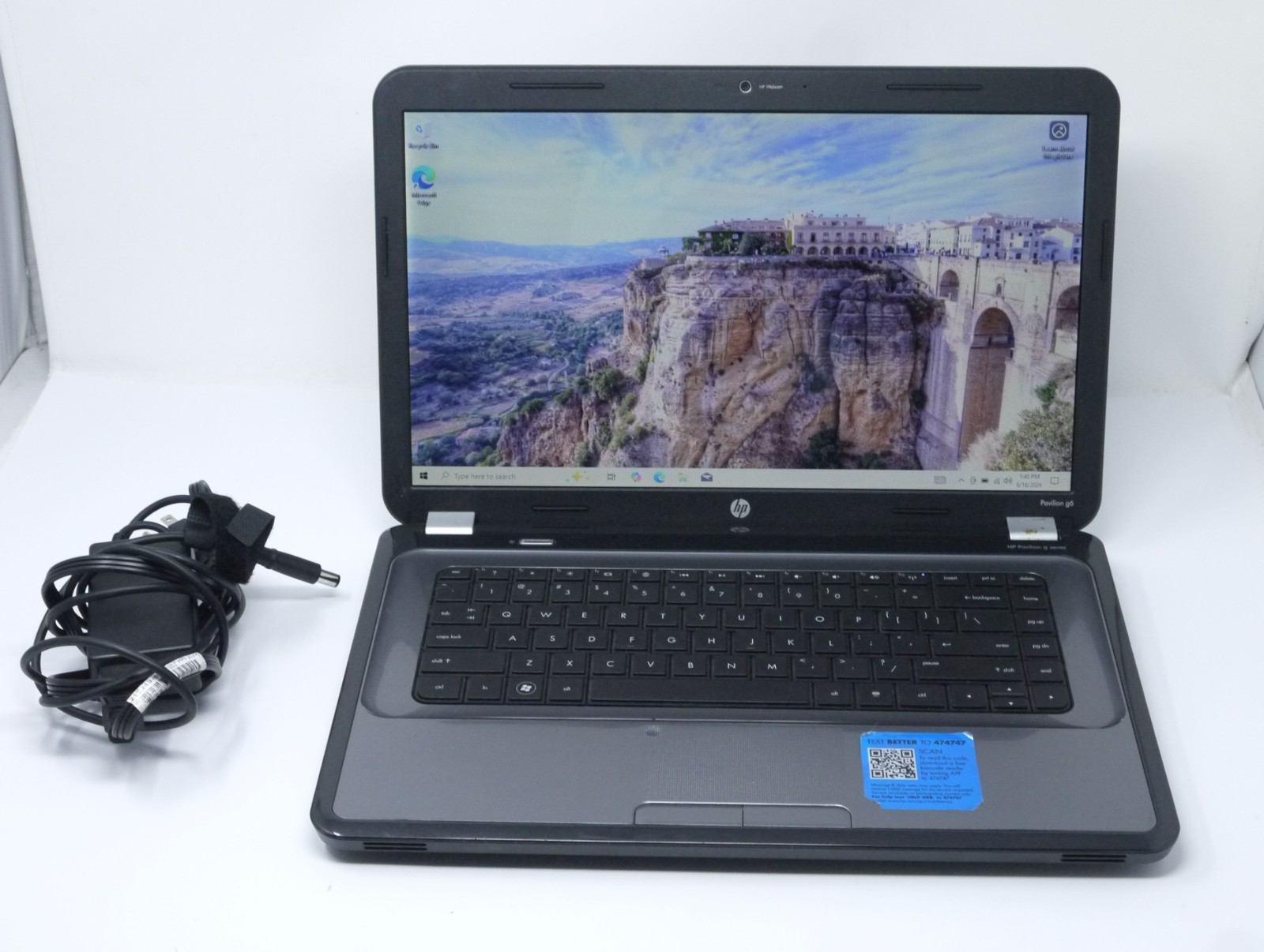 HP Pavilion G6 15.6″ Laptop – AMD E-450 / 4GB Ram / 160GB HDD / Win10