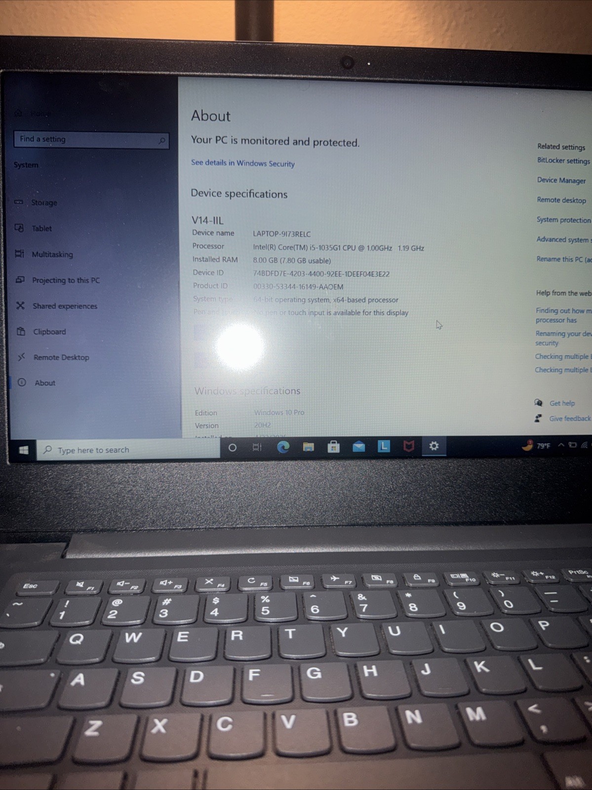 Lenovo ideaPad 3 15IIL05 Laptop i5-1035G1 1GHz 8GB RAM 256GB SSD Win 10 Pro