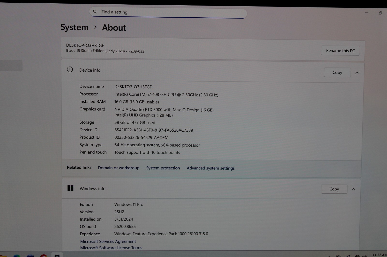Razer Blade 15.6″ Studio Edition 4k OLED 60 Hz FOR PARTS READ DESCRIPTION