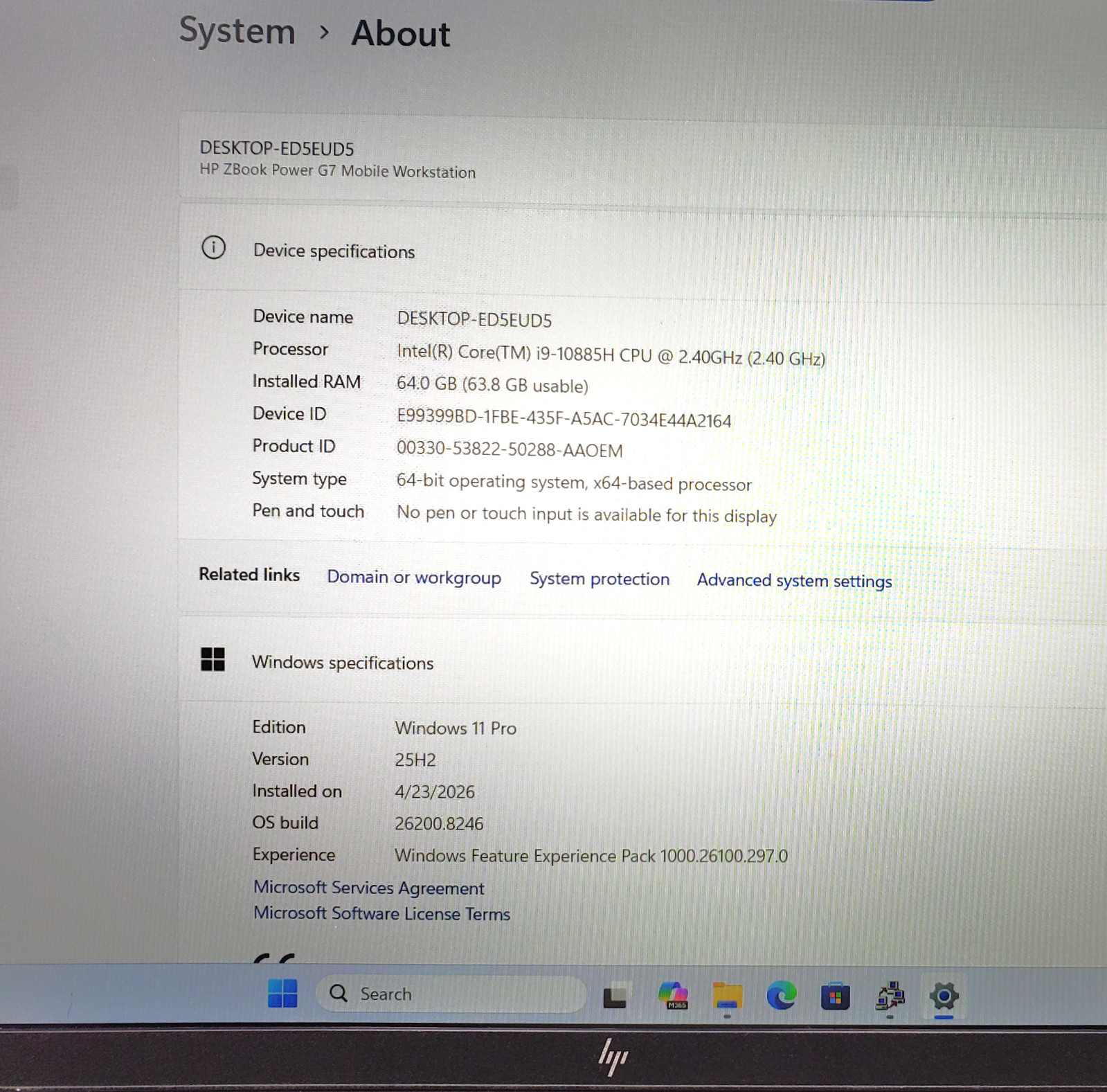 HP Zbook Power G7 i9-10885H 64GB RAM 1.5TB SSD T2000 4GB GPU Win11 Pro Laptop PC