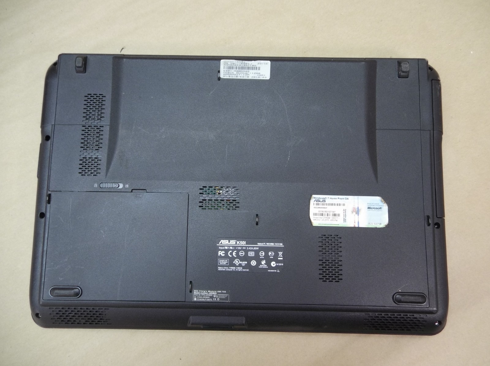 Asus K50I 15.6″ Laptop Intel Pentium T4400 CPU 2.2GHz, 3GB RAM, 320GB HDD
