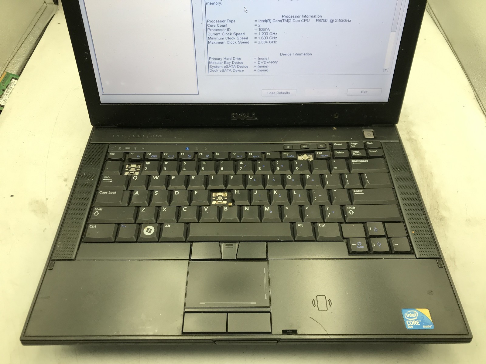 DELL LATITUDE E6400 – BOOTS TO BIOS – INTEL 2 DUO P8700 – 3GB RAM – READ DESC-BB