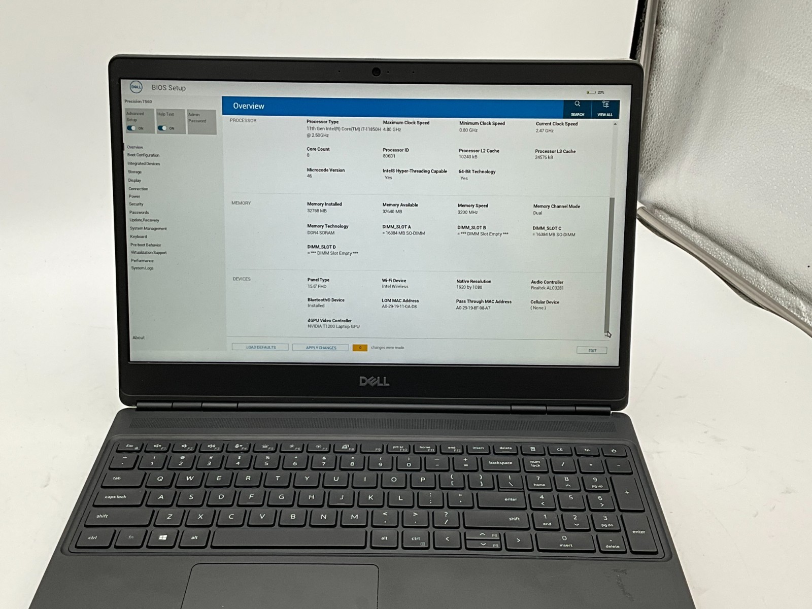 DELL Precision 7560 i7-11850H 2.50g 32GB 1TB T1200 15.6″ WIN11 Laptop 55VD2J3