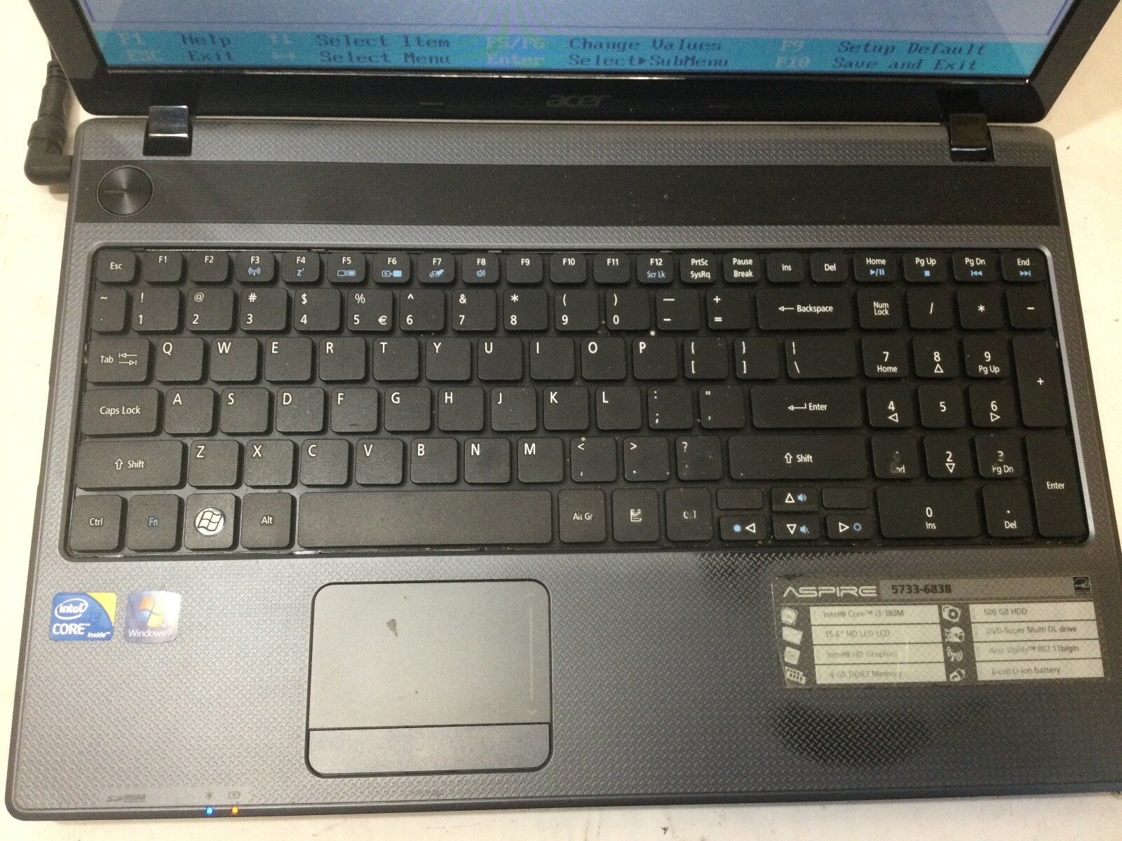 ACER ASPIRE 5733 – INTEL I5 M560 – 4GB RAM – BOOTS TO BIOS – READ DESCRIPTION-BB