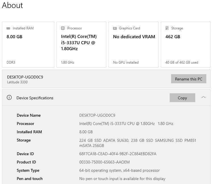 Dell Latitude 3330 Intel i5@3337 1.8ghz 8GB 256gb and 240GB SSD Windows 10 Pro