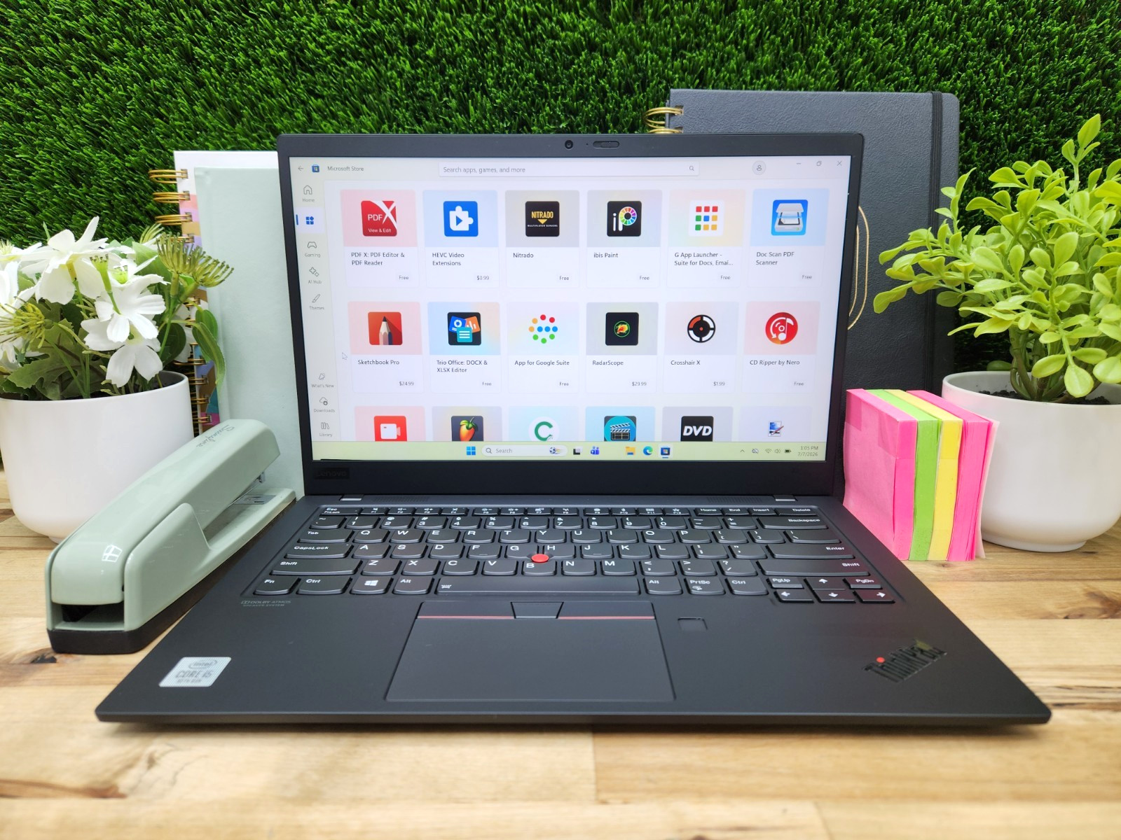 Lenovo ThinkPad X1 Carbon Gen 7 14″ FHD i5-10210U 8GB 256GB SSD Windows 11 Pro ~