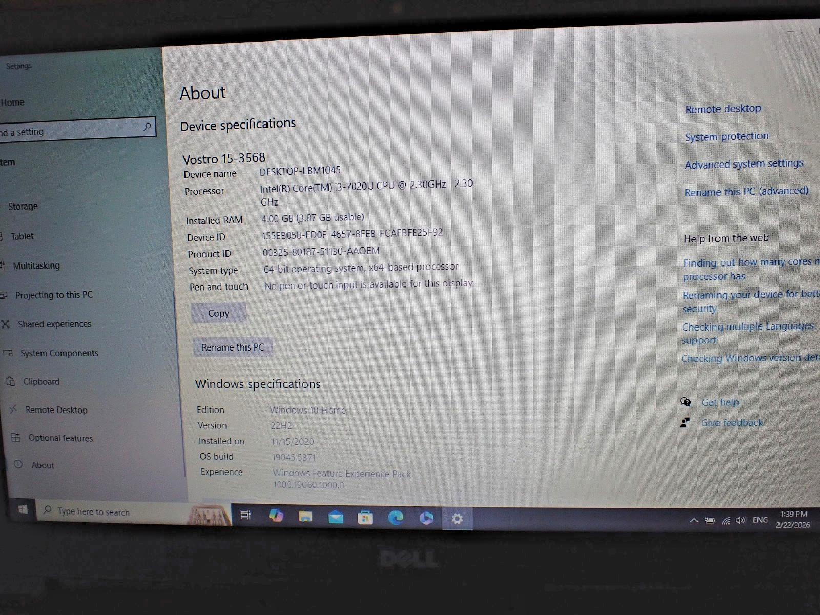 Dell Vostro 15 Windows 10 – 7th Gen Intel Core i3-7200U Processor 1TB Hard Drive