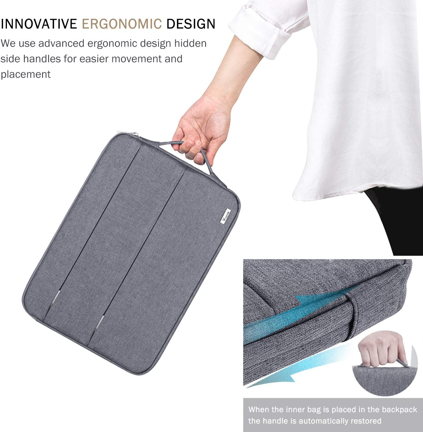 Grey Laptop Sleeve Case for 15.6-16 Inch MacBook Pro 16 M1/M2/M3/M4 Max, Slim De
